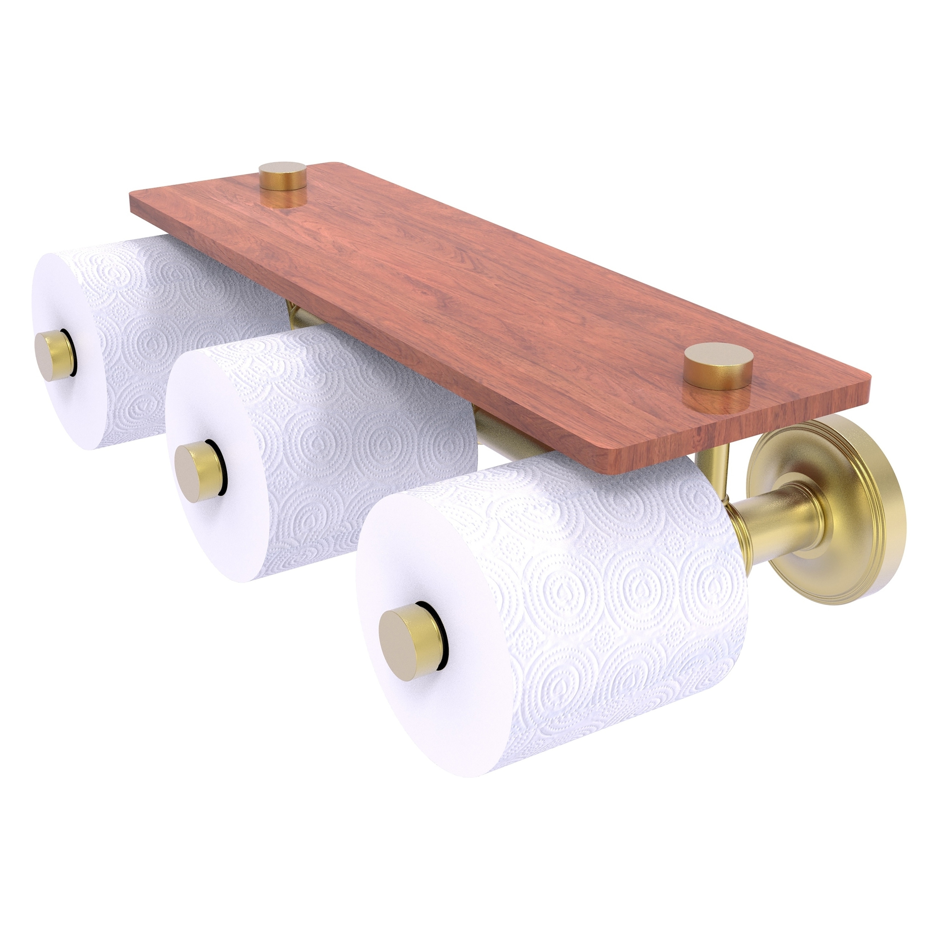 Allied Brass PR-35-3S-IRW-SBR Prestige Regal Satin Brass Wall mount Double post Toilet Paper Holder 3 -Rolls