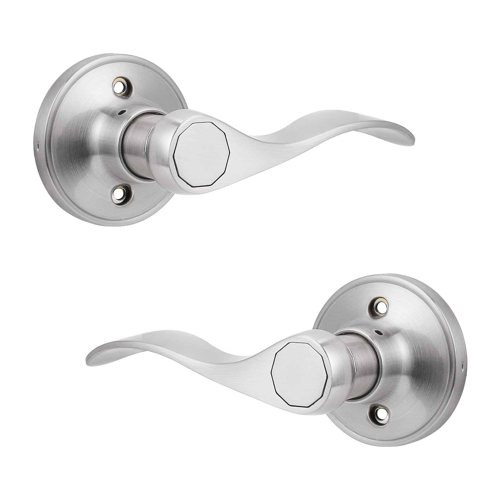 LILILIAN FMY - Pack of Two Dummy Door Levers for Left Hand and Right Hand Brushed Nickel Interio...