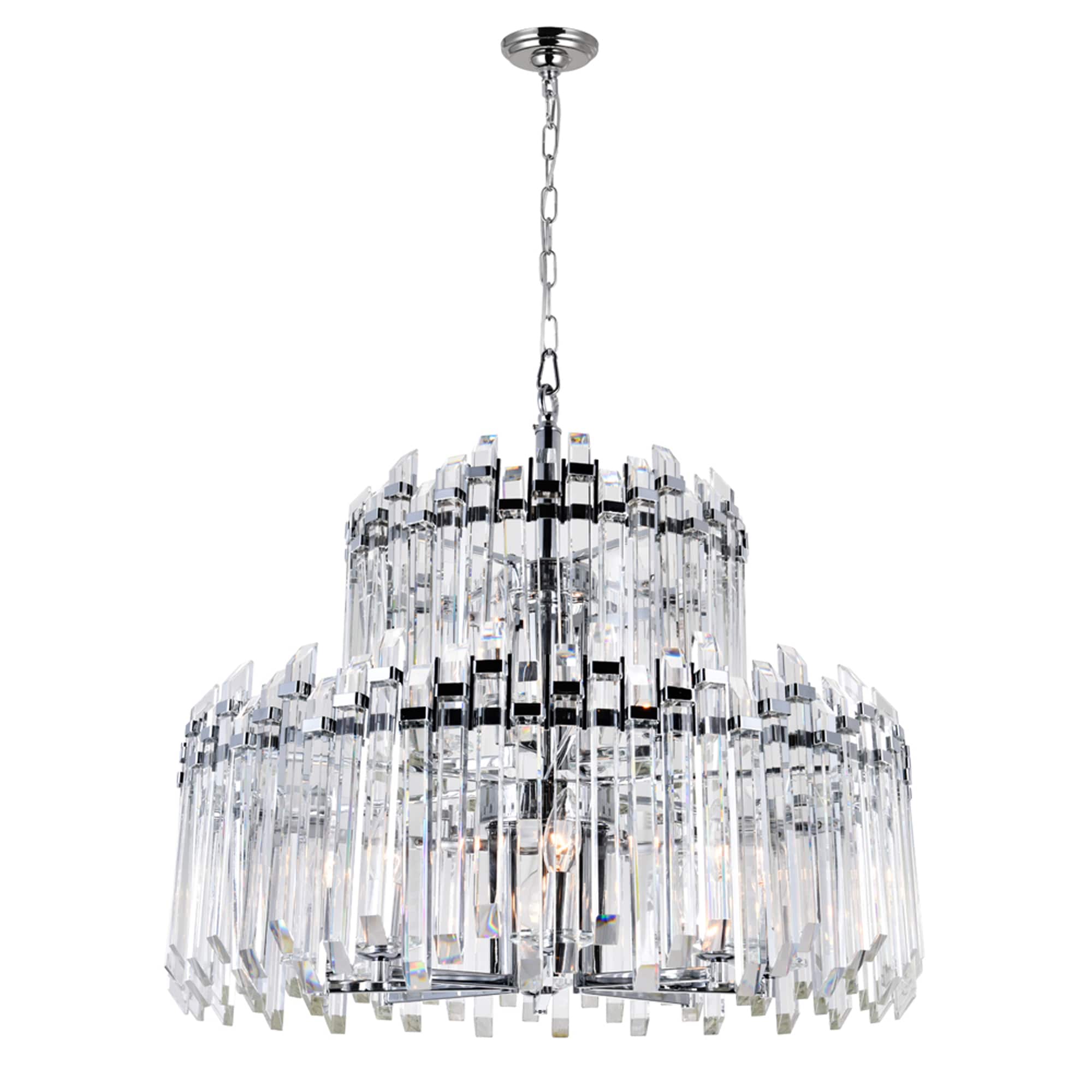 Henrietta Chrome 12-Light Crystal Two-Tier Chandelier