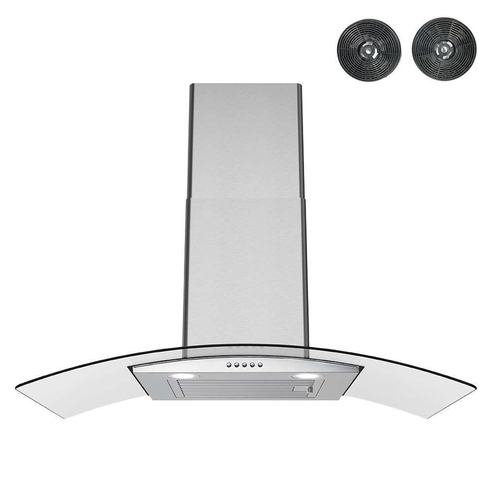 Streamline T-8065-1-CL 36 inch Convertible 220-CFM Brushed Stainless Steel Wall-Mounted Range Hood with Charcoal Filter