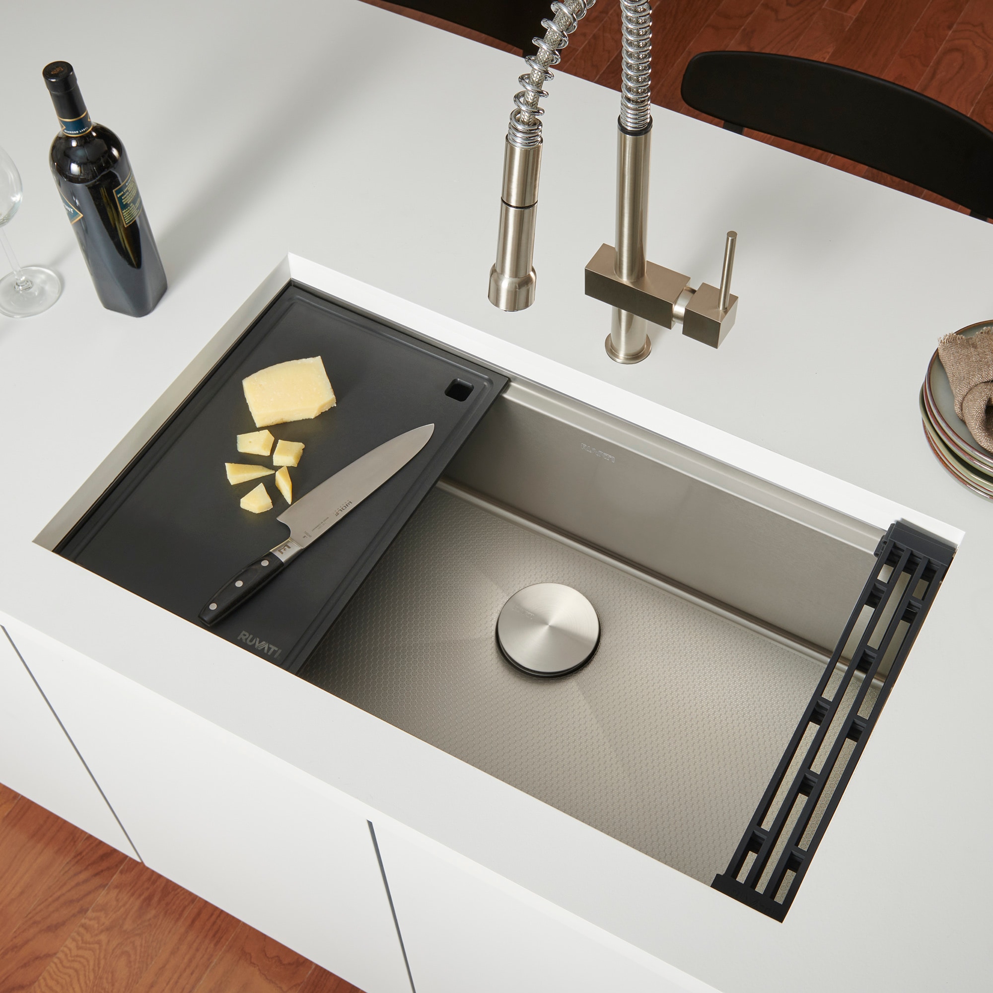 Ruvati RVH81630M Roma Hex Undermount 30-Inches x 19-Inches Stainless steel Single bowl 16 -Gauge Workstation Kitchen Sink
