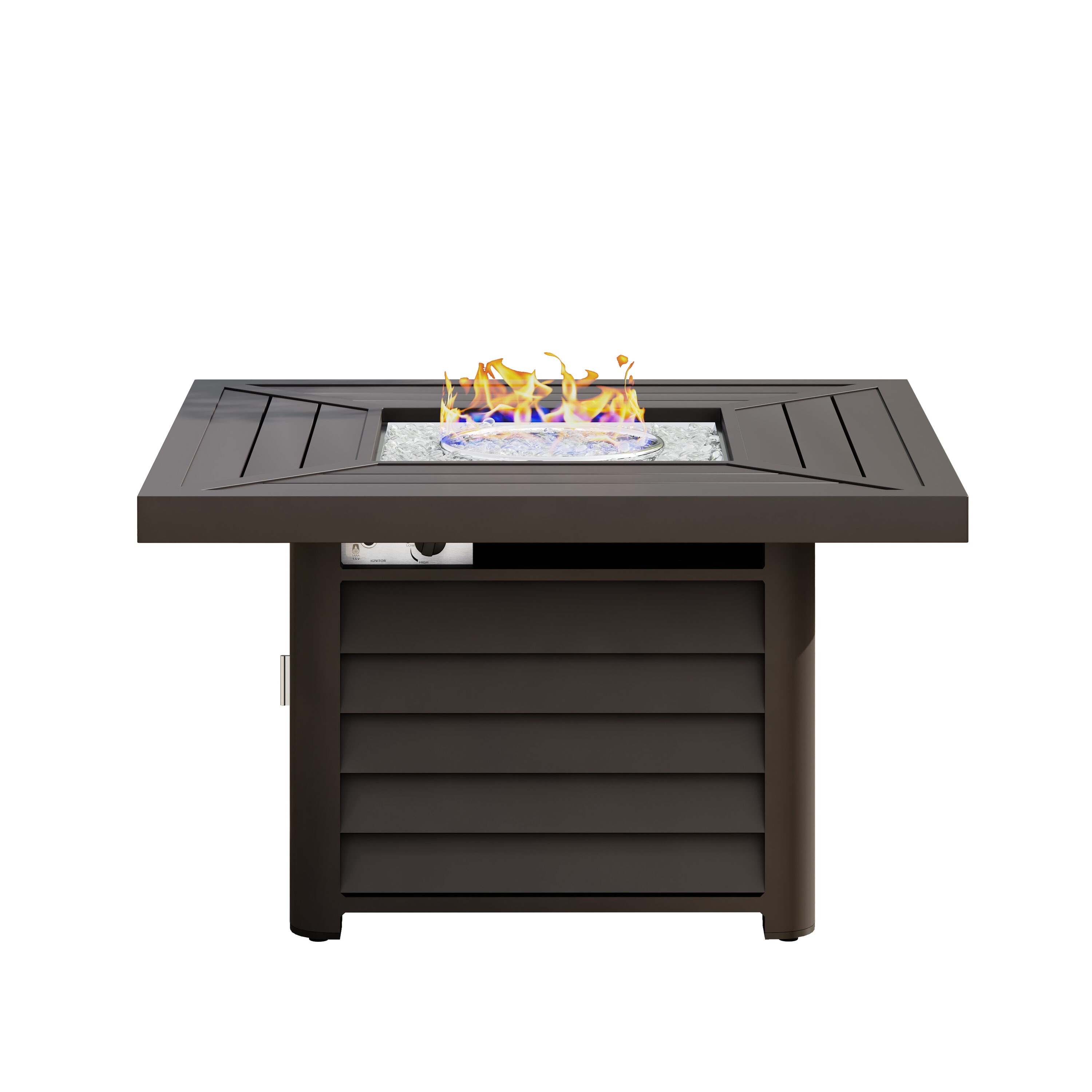 Octans SL2C00050 41.9-in W Brown Aluminum Square Tabletop Liquid propane Fire table
