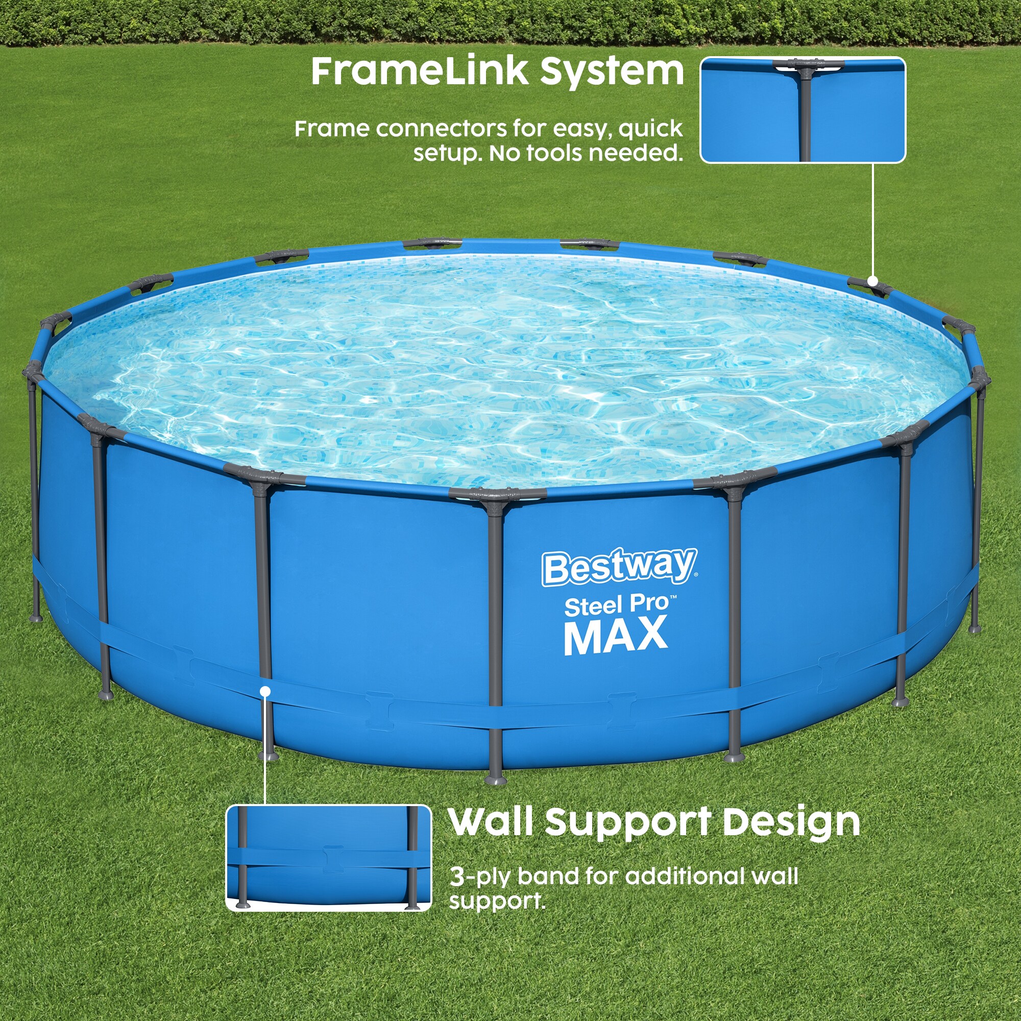 Bestway 15-ft x 15-ft x 48-in Metal Frame Round Above-Ground Pool