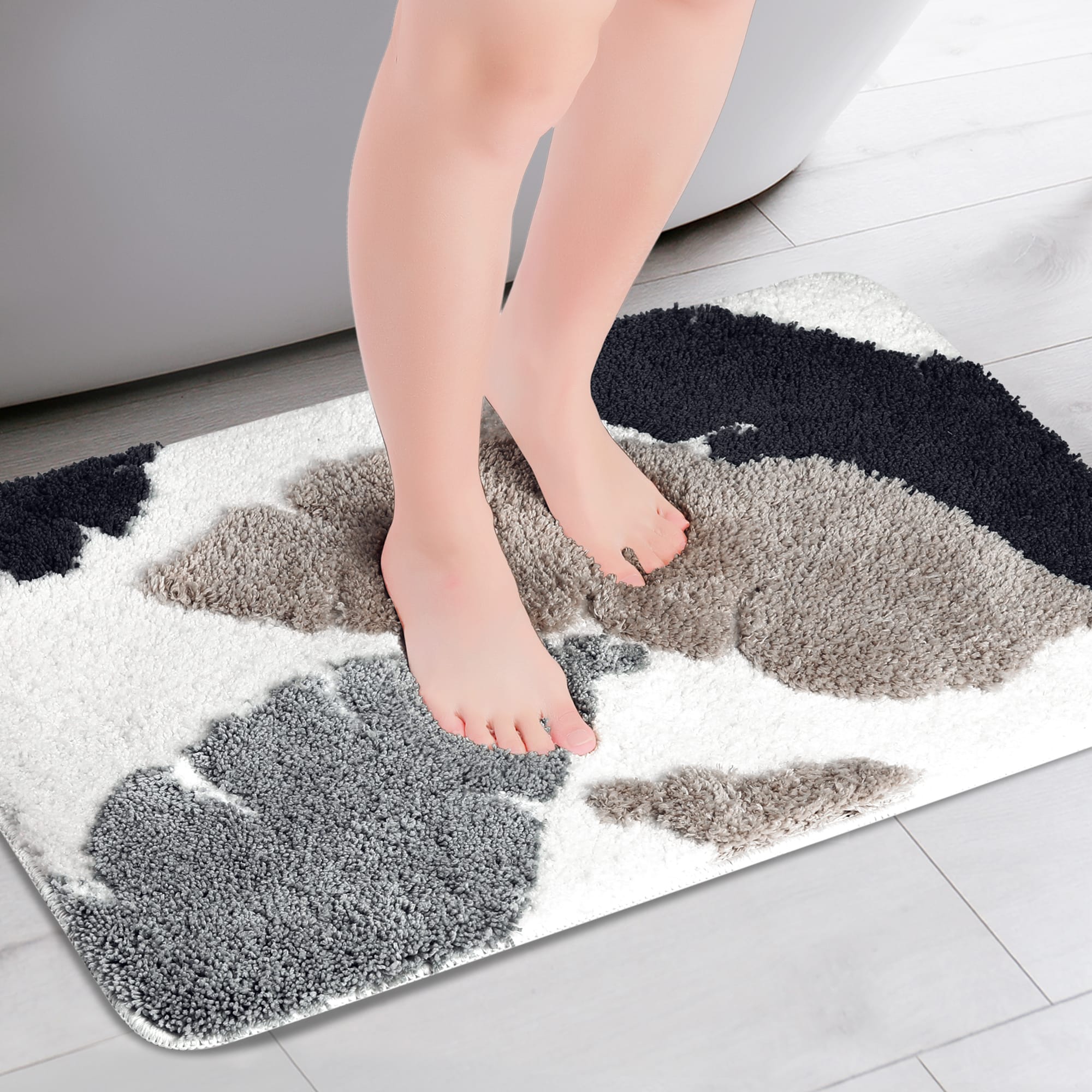 Unique Bargains Cute Leaf Pattern Bath Rug Boho Non Slip Bathroom Decor ...