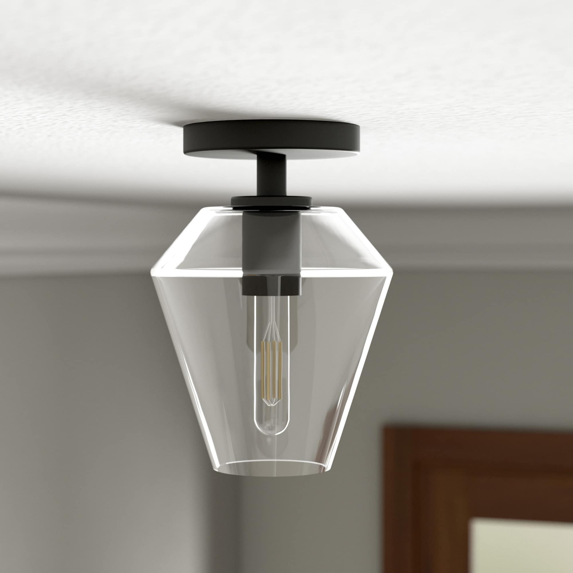Hailey Home SF1652 Remy 1 -Light 7-in Black Semi Flush Mount Light