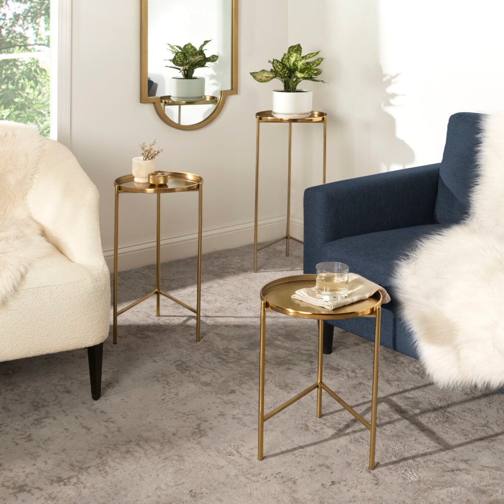 Ulani Gold Round Metal Nesting Accent Table Set