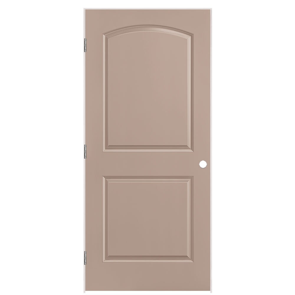 Masonite 1317803 36-in x 80-in Sandpiper Solid core 2-panel round top Right hand Smooth Prefinished Molded composite Flat Jamb Single Prehung Interior Door