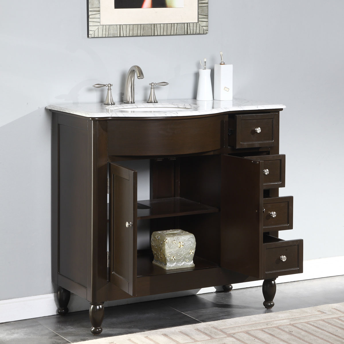 Silkroad Exclusive HYP-0902-WM-UWC-38-L Bath-Vanity-Combo - View #3