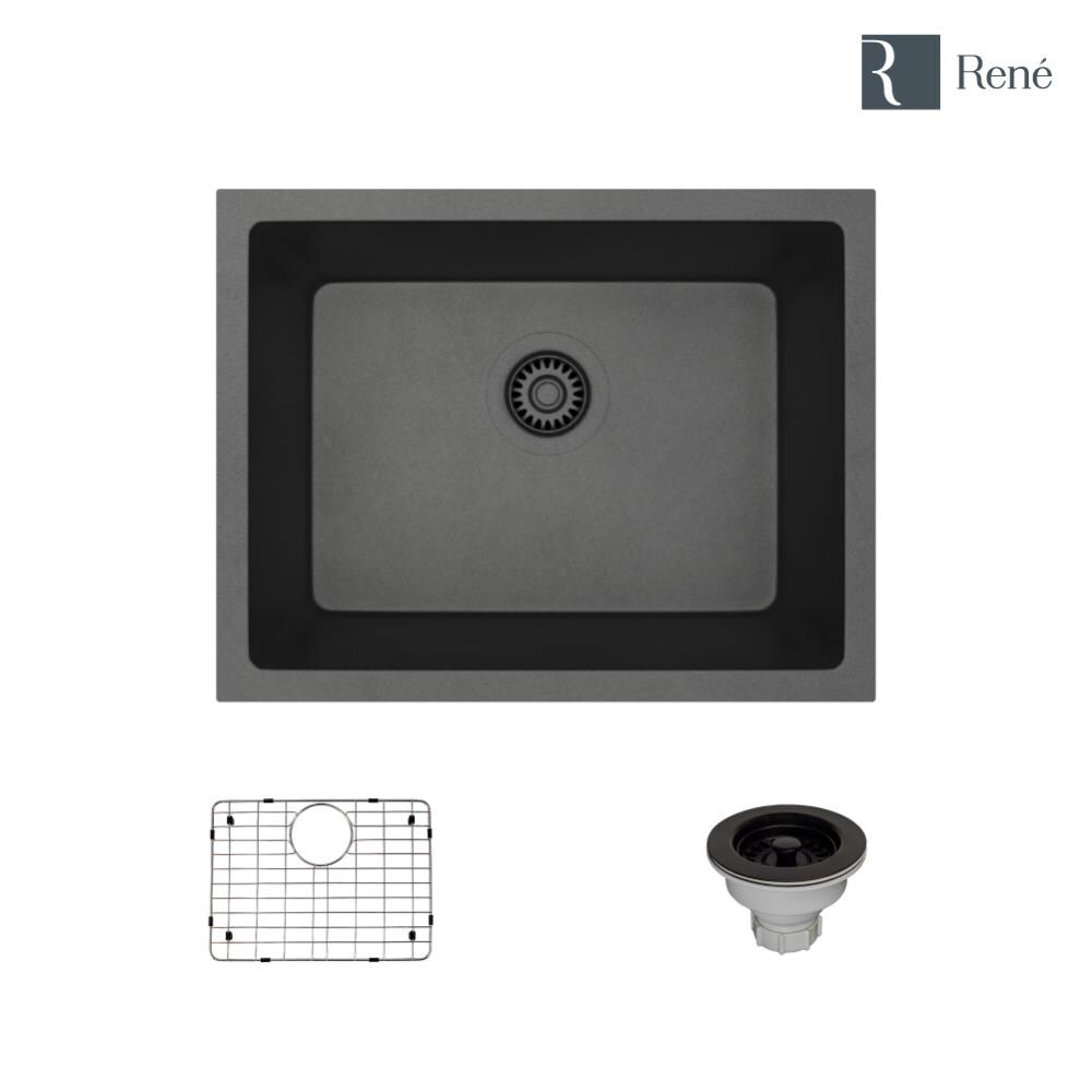 Dual-Mount Composite Granite 21-5/8 in. Single Bowl Kitchen Sink in Carbon