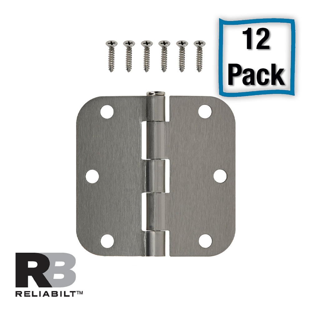 30 Pack Nickel Door Hinges Satin Nickel 3.5 x 3.5 Inch Interior 3 1/2 Inch  Door Hinges Brushed Nickel Rounded 5/8 Radius Corners Iron Bifold Silver