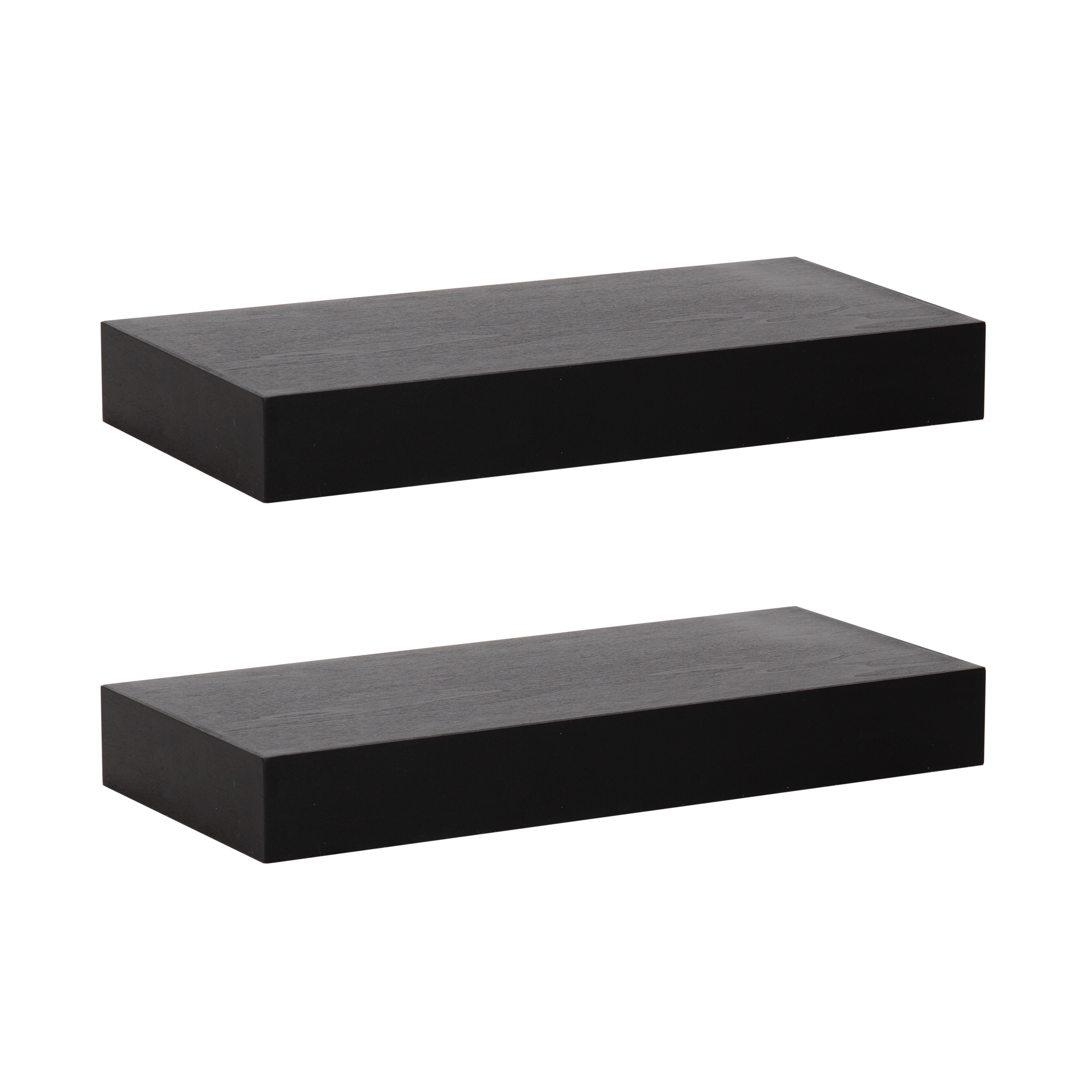 Kate and Laurel 219348 18-in L x 8-in D x 2.25-in H Black Wood Rectangular Floating shelf 2 Decorative Shelves