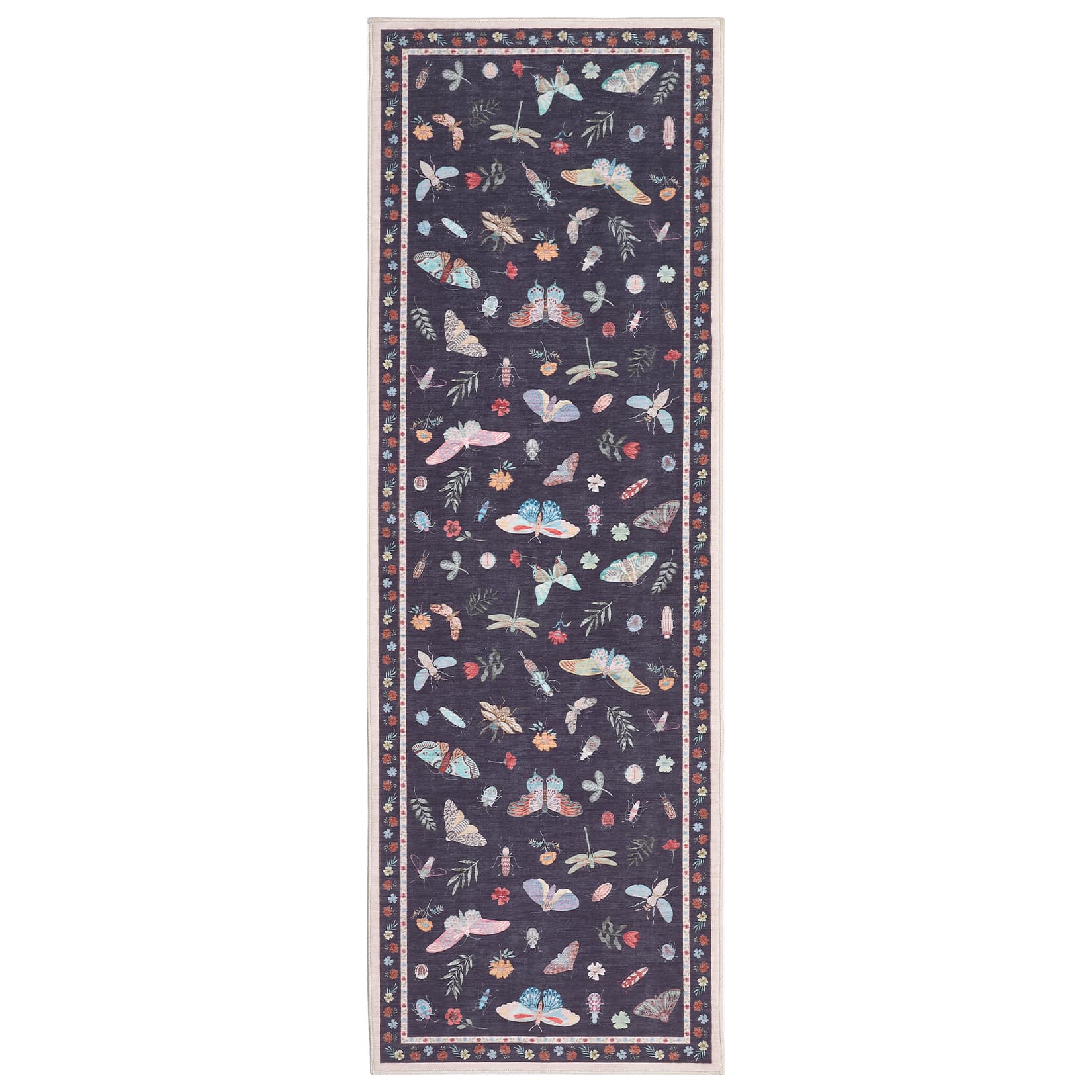 WhizMax SUNNY-PHK-344MW7W9 2 x 6 ft Polyester Black Rectangular Hallway Entryway Bathroom Kitchen Summer Theme Modern Machine Washable Runner Rug
