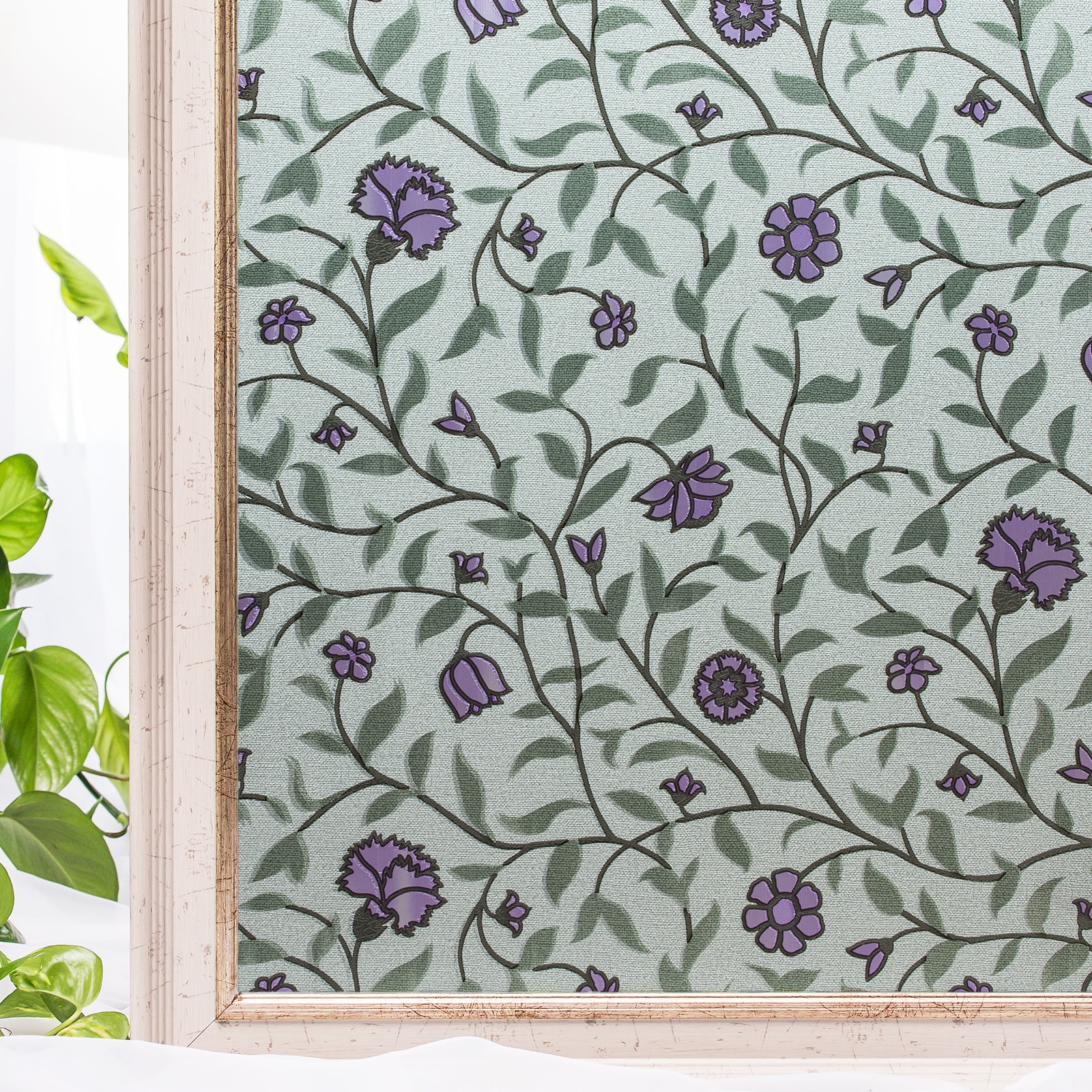 Cotton Colors CT049-B 35-1/4-in x 78-in Privacy Stained glass applique Window Film