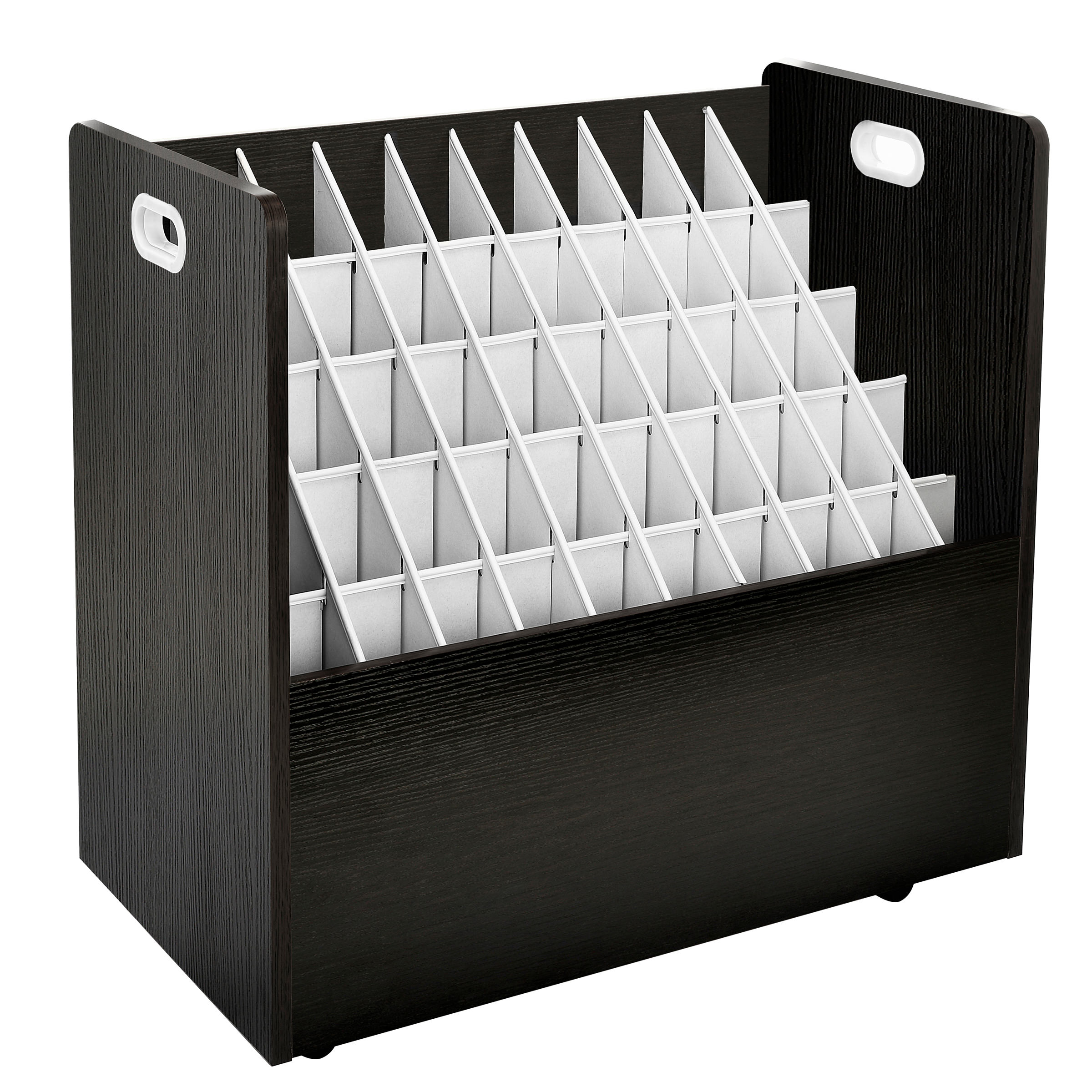 AdirOffice 626-BLK-KIT1 50 - compartment Black Mobile Wood Roll File Storage Organizer