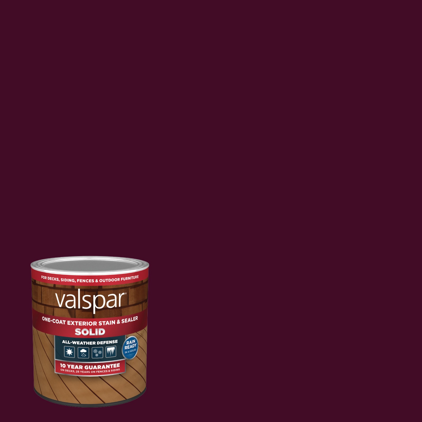 Royal Garnet Solid Exterior Wood Stain and Sealer (1-quart) in Red | - Valspar 1011-5-1028090