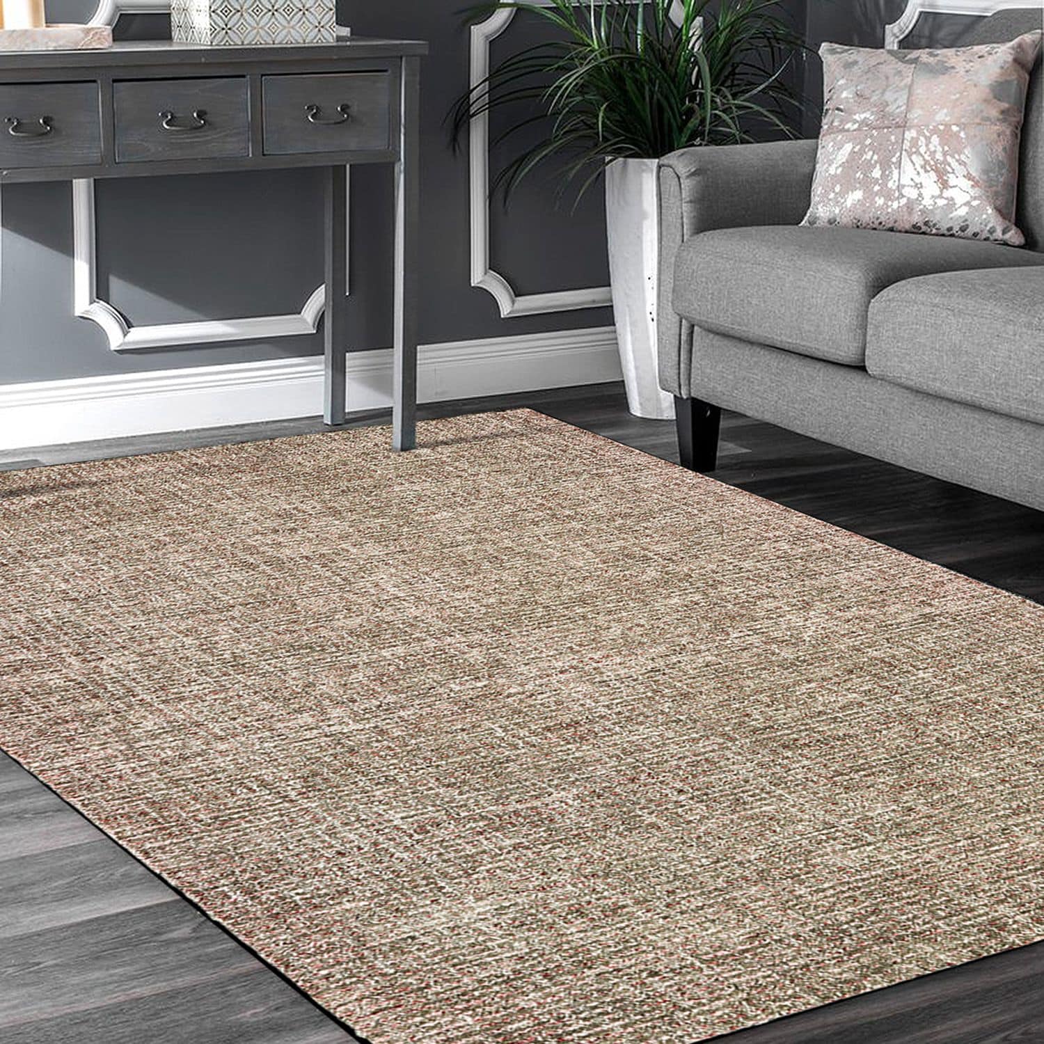 LR Home 3523A8984934J8 9 X 12 (ft) Wool Brown / Red Indoor Geometric Area Rug