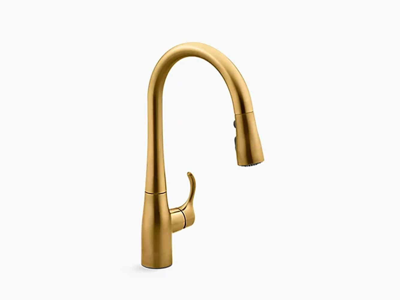 KOHLER K-597-2MB Simplice Vibrant Brushed Moderne Brass Single Handle Deck-mount Pull-down Kitchen Faucet with Sprayer ( Deck Plate Included )