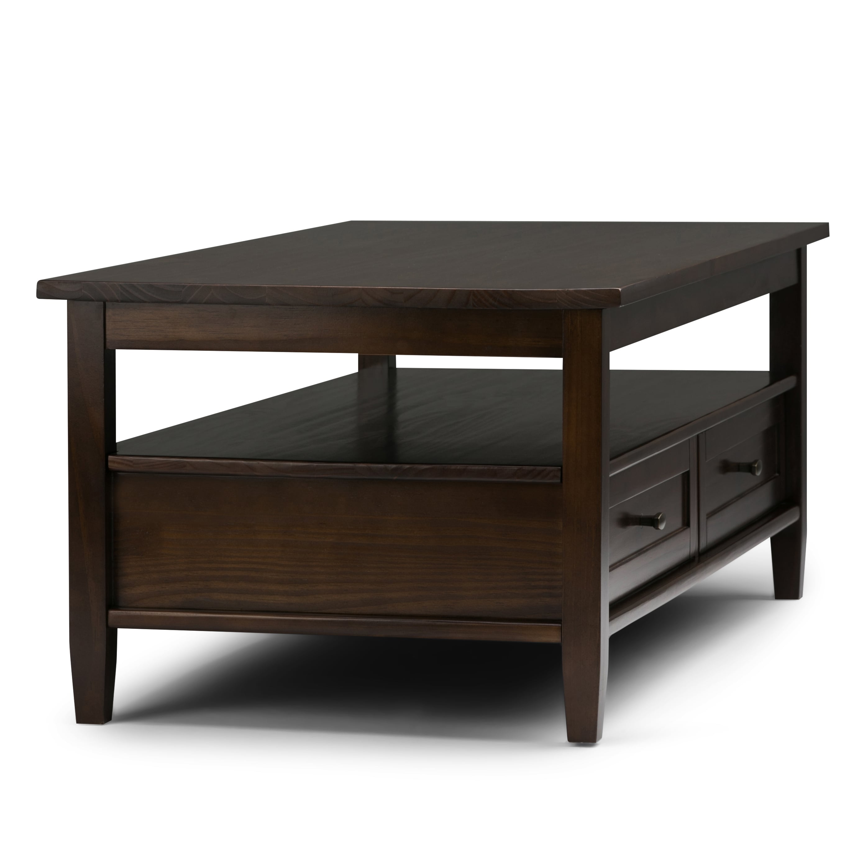 Simpli Home Warm Shaker Tobacco Brown Pine Wood Modern Coffee Table ...