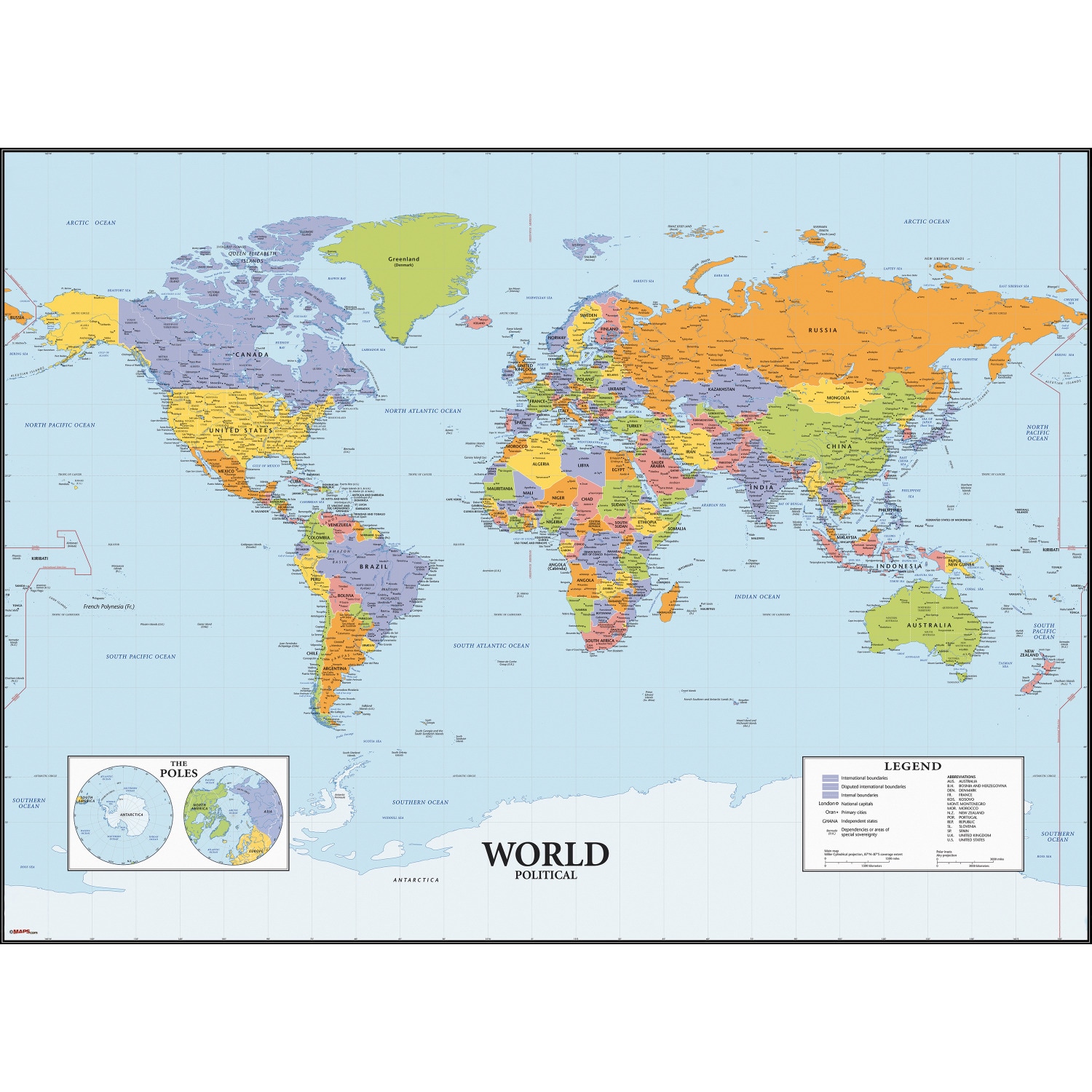 Dry Erase World Map Peel and Stick Reusable Wall Decal
