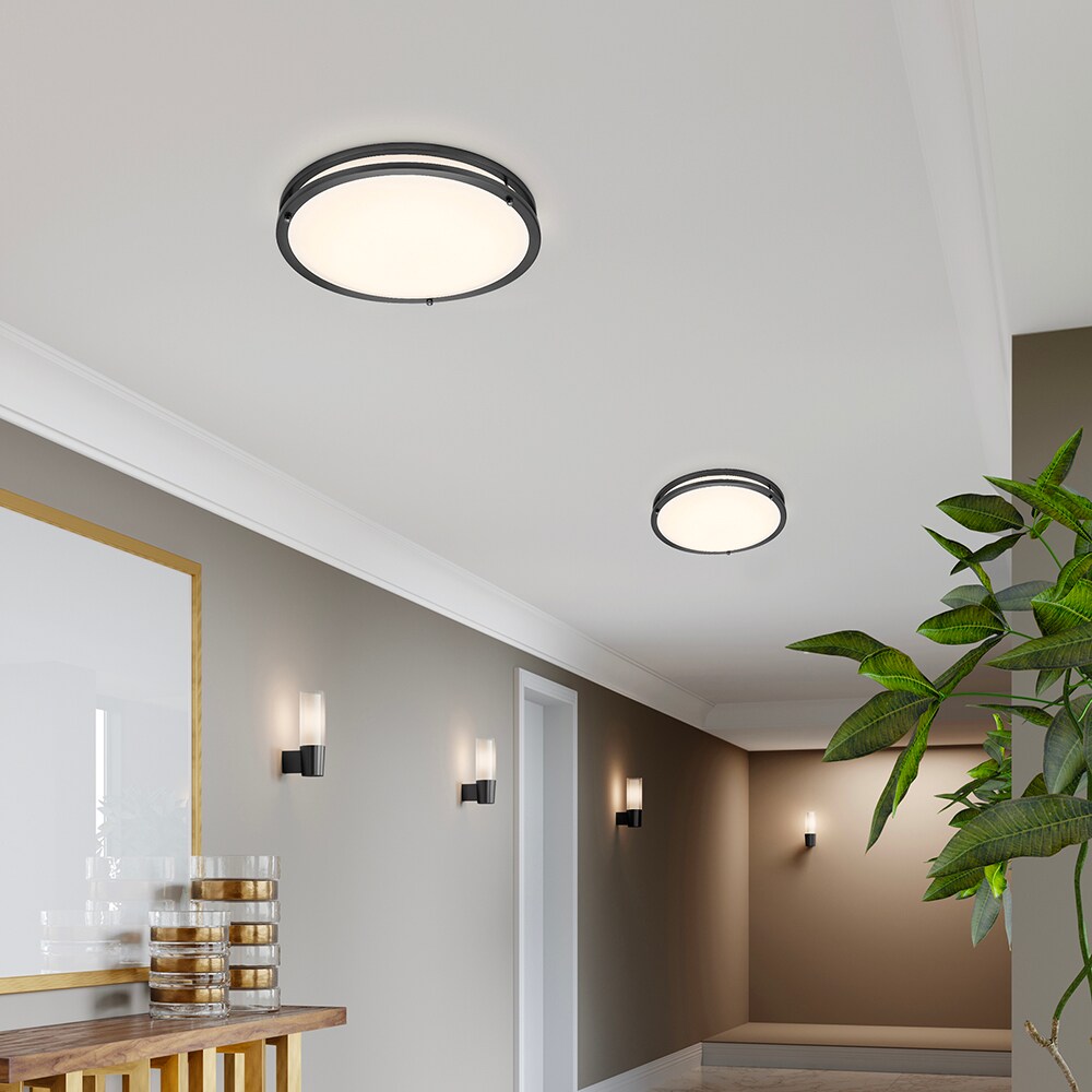 16-inch Black Aluminum LED Flush Mount Ceiling Light