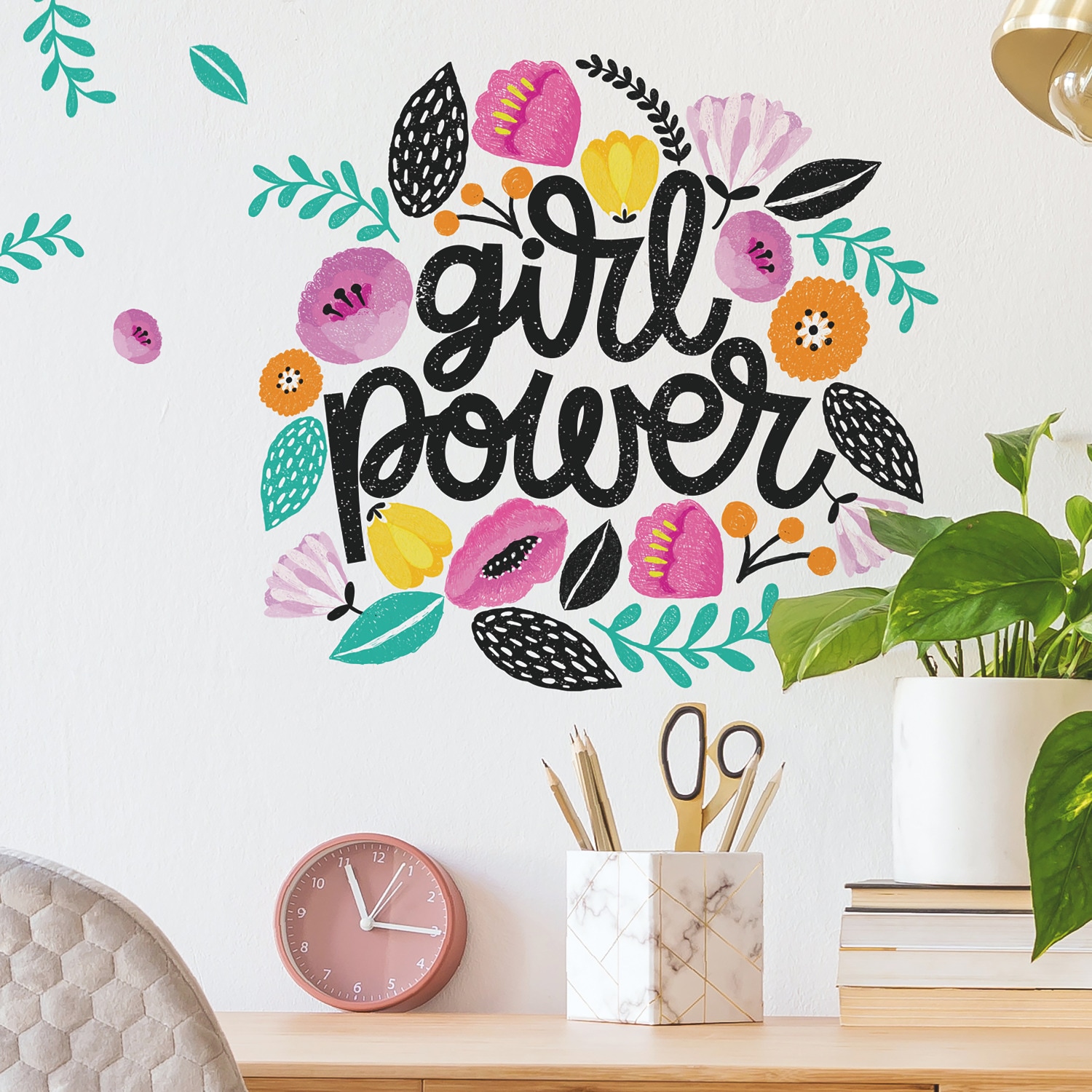 Girl Power Multicolor Vinyl Peel and Stick Wall Decal