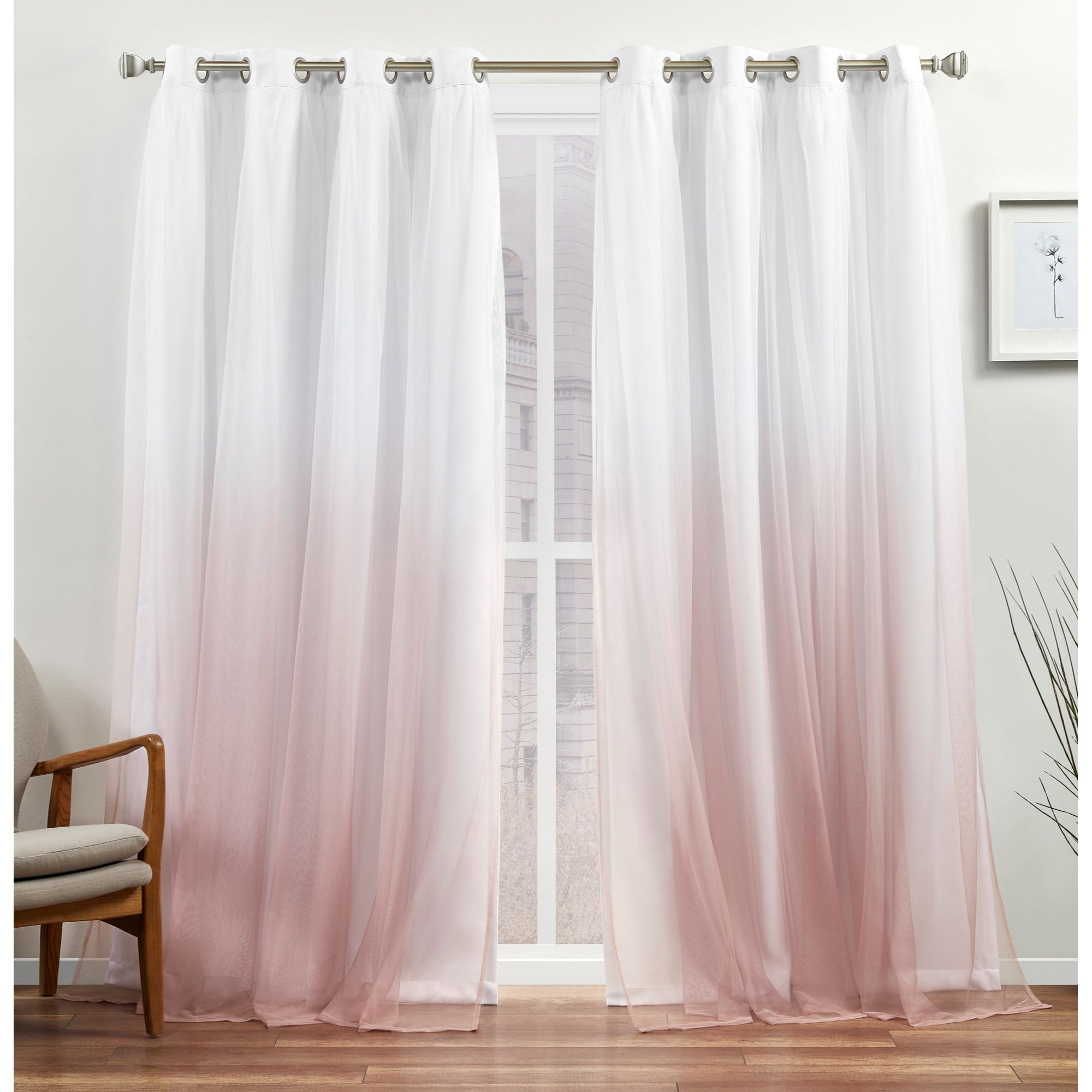 Exclusive Home YA013606DSEHE1 A261 96-in Blush Room Darkening Thermal Lined Grommet Curtain Panel Pair