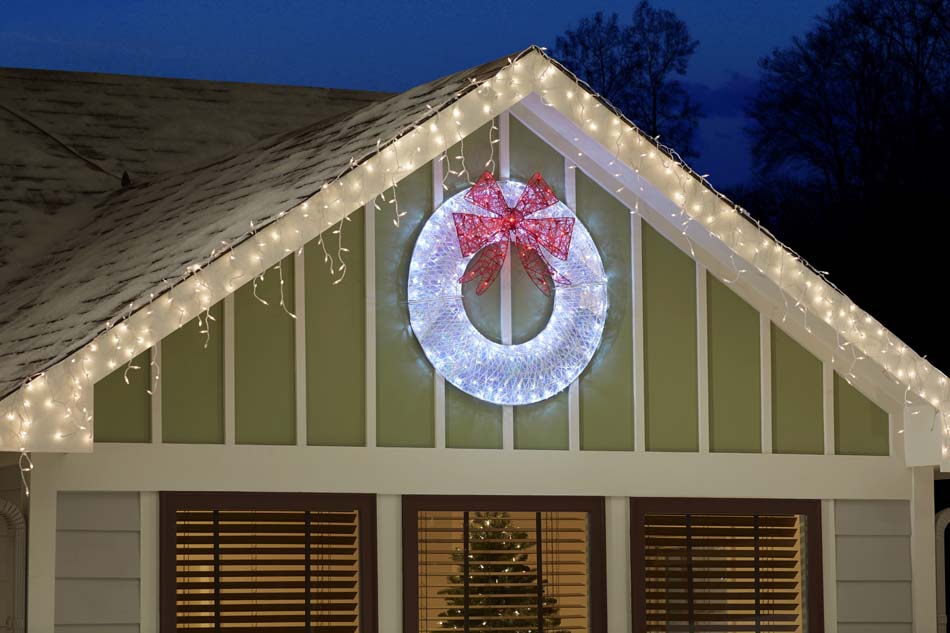 Holiday Living 36-in Pre-lit Outdoor White And Red Artificial Christmas 