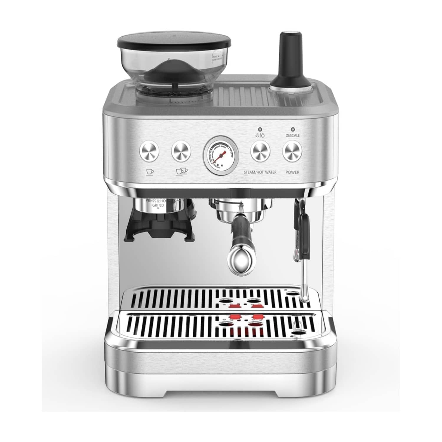 Qeetex LSHQQPST-02TZN2NU Semi-automatic espresso machine 20 bar with grinder stainless steel with automatic milk frother