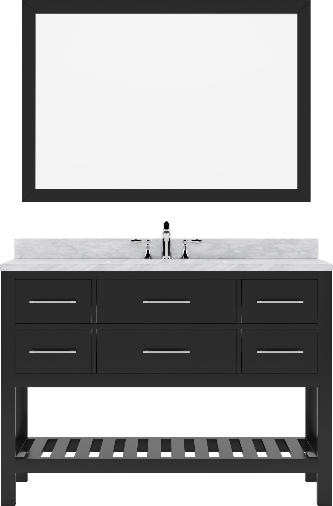 Virtu USA MS-2248-WMSQ-ES Caroline Estate 48-in Espresso Undermount Single Sink Bathroom Vanity with Italian Carrara White Marble Top (Mirror Included)