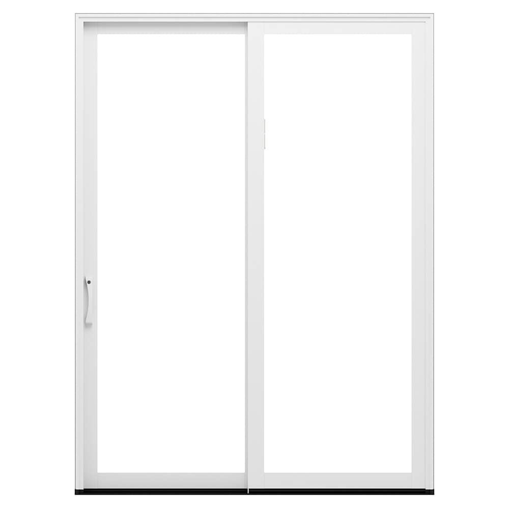 Pella 1000013275 Lifestyle Series 72-in x 80-in x 4-9/16-in Jamb Low-E argon Clear glass , White Clad-wood Left-hand Sliding Patio Door