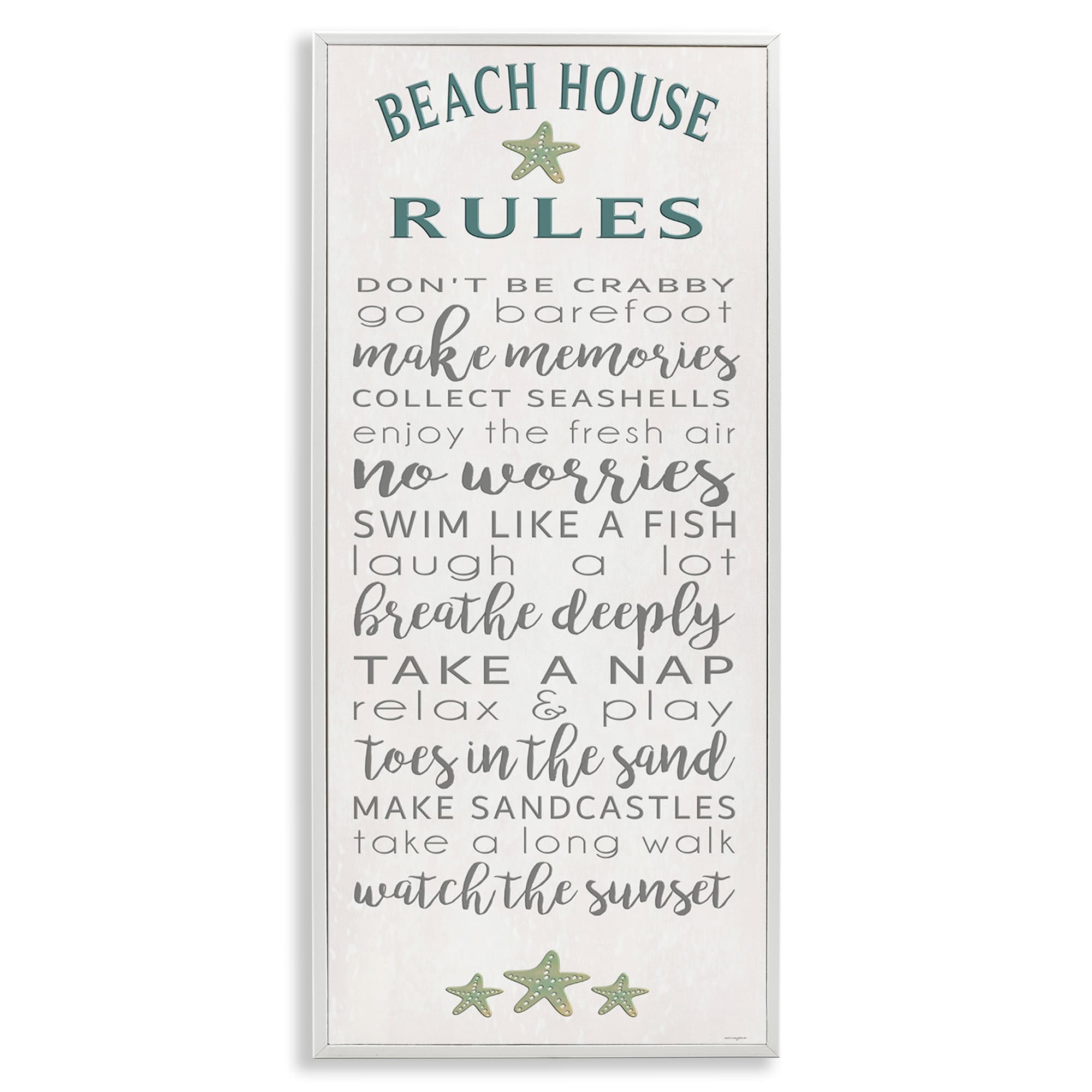 Stupell Industries BT-561-WFR-10X24 Fun Recreations Beach Rules Framed Giclee design by Seven Trees Design