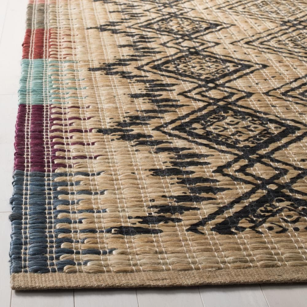 Boho-Chic Natural Black Cotton 6' x 9' Handwoven Area Rug