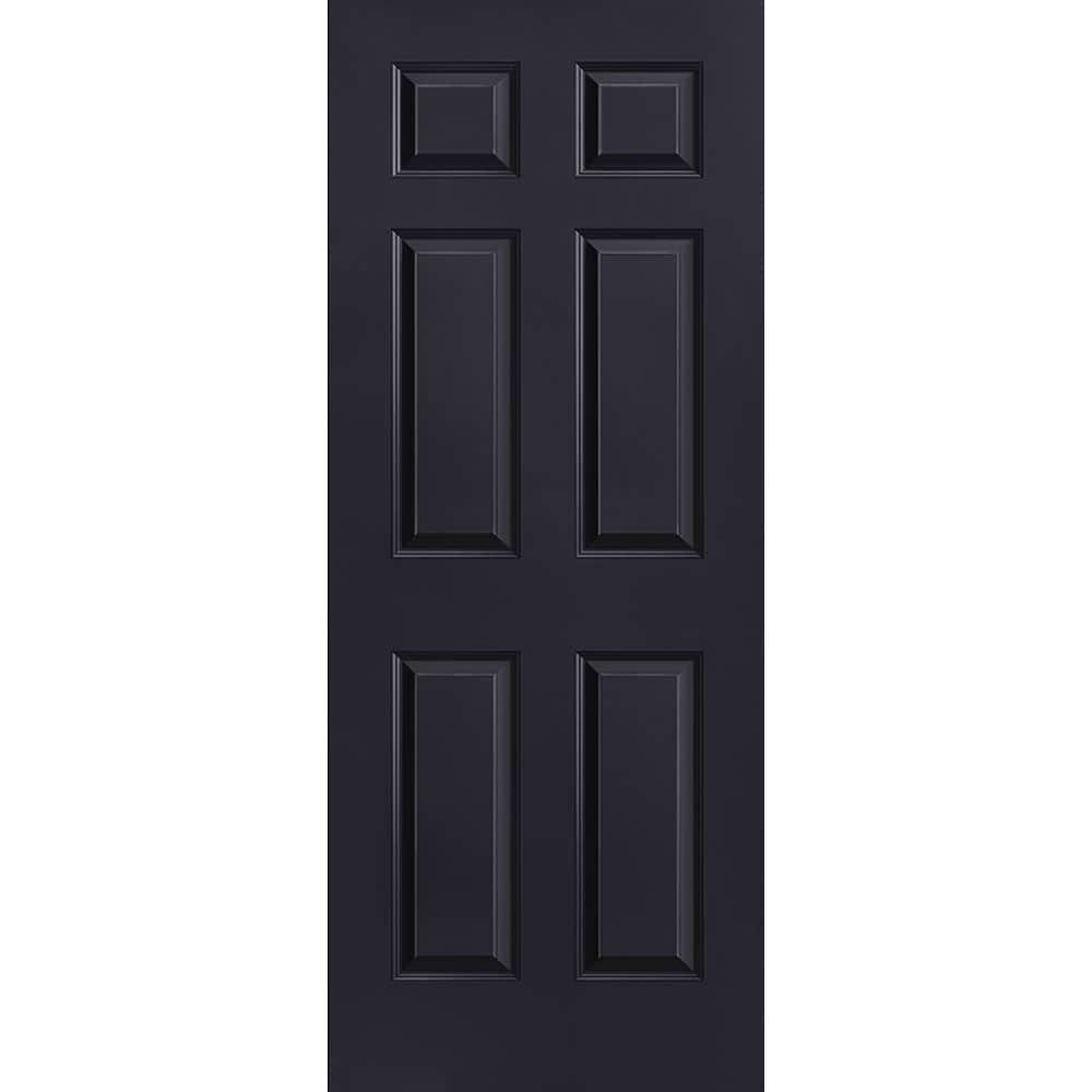 Masonite 1317314 Traditional 32-in x 80-in Midnight 6-panel Smooth Solid core Prefinished Molded composite Slab Door