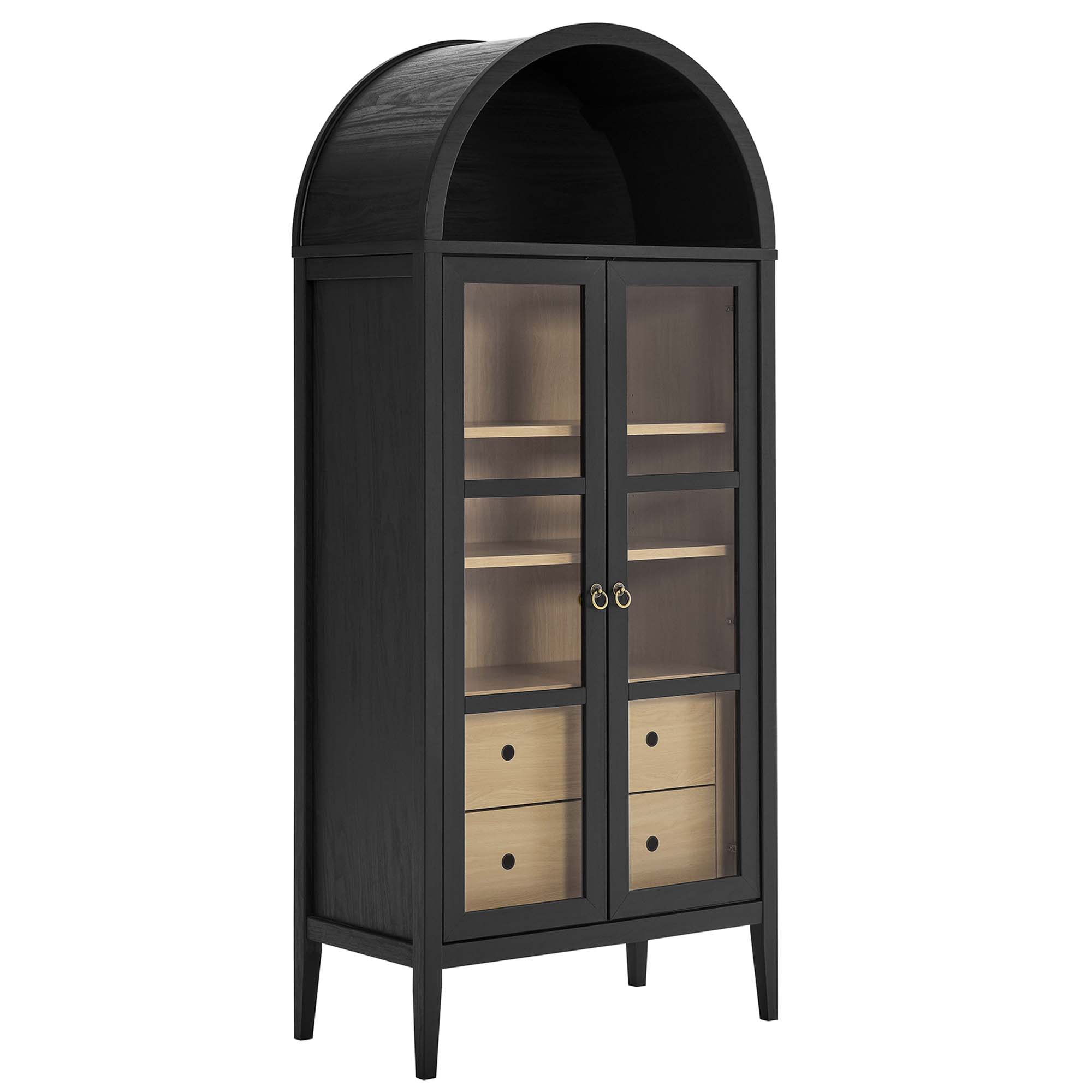 Modway Nolan Tall Arched Storage Display Cabinet in Black Oak #EEI-6639-BLK-OAK