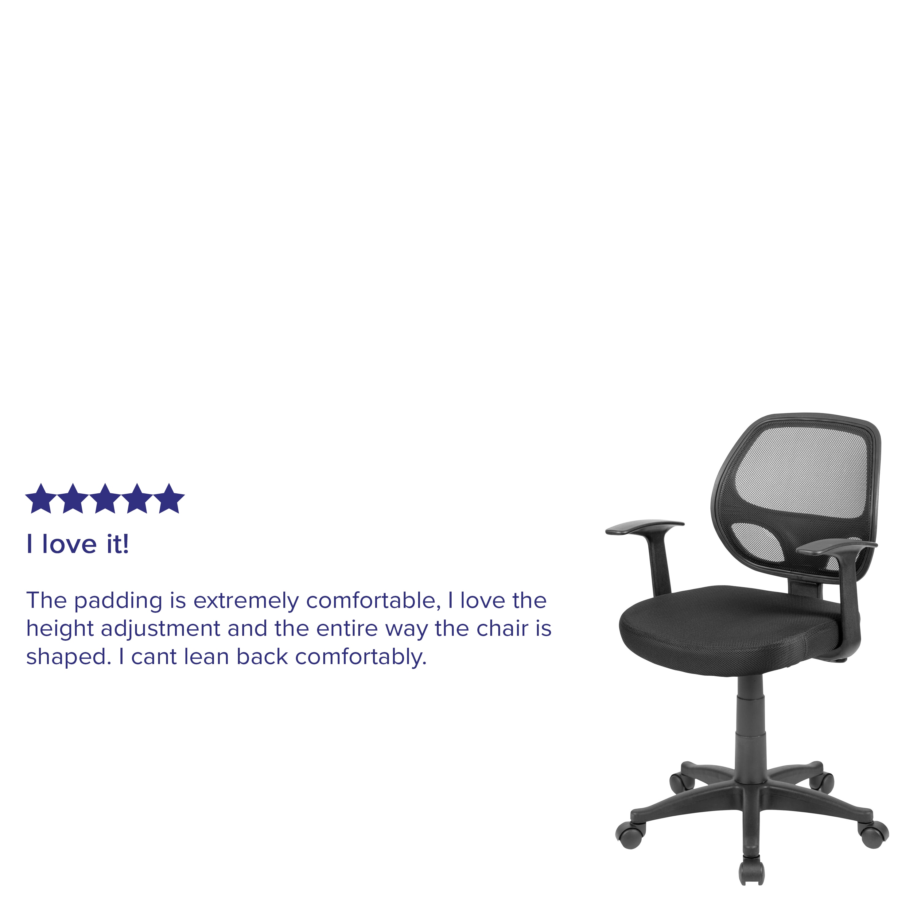 ErgoComfort Swivel Mid-Back Mesh Task Chair with Fixed Arms, Black