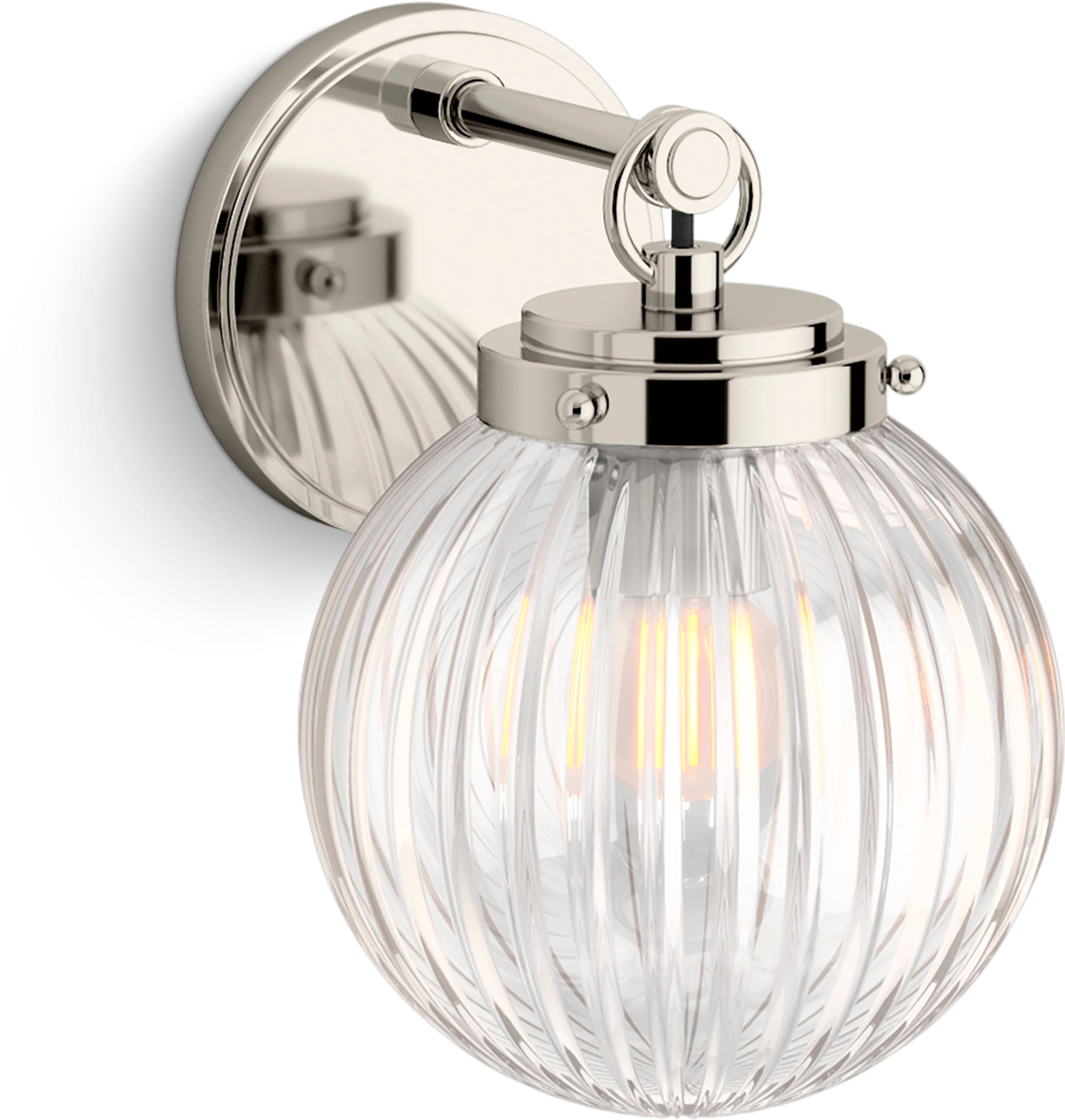 Polished Nickel Glass Globe Wall Sconce