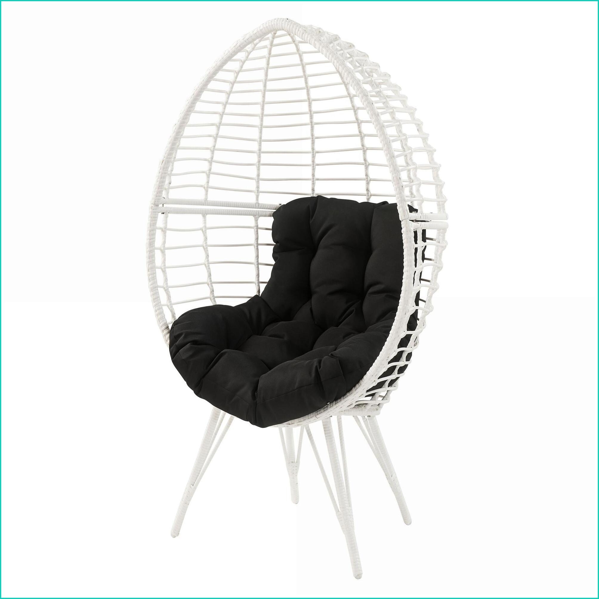 Watnature Outdoor Lounge Chair Modern Snow White Wicker Steel Legs
