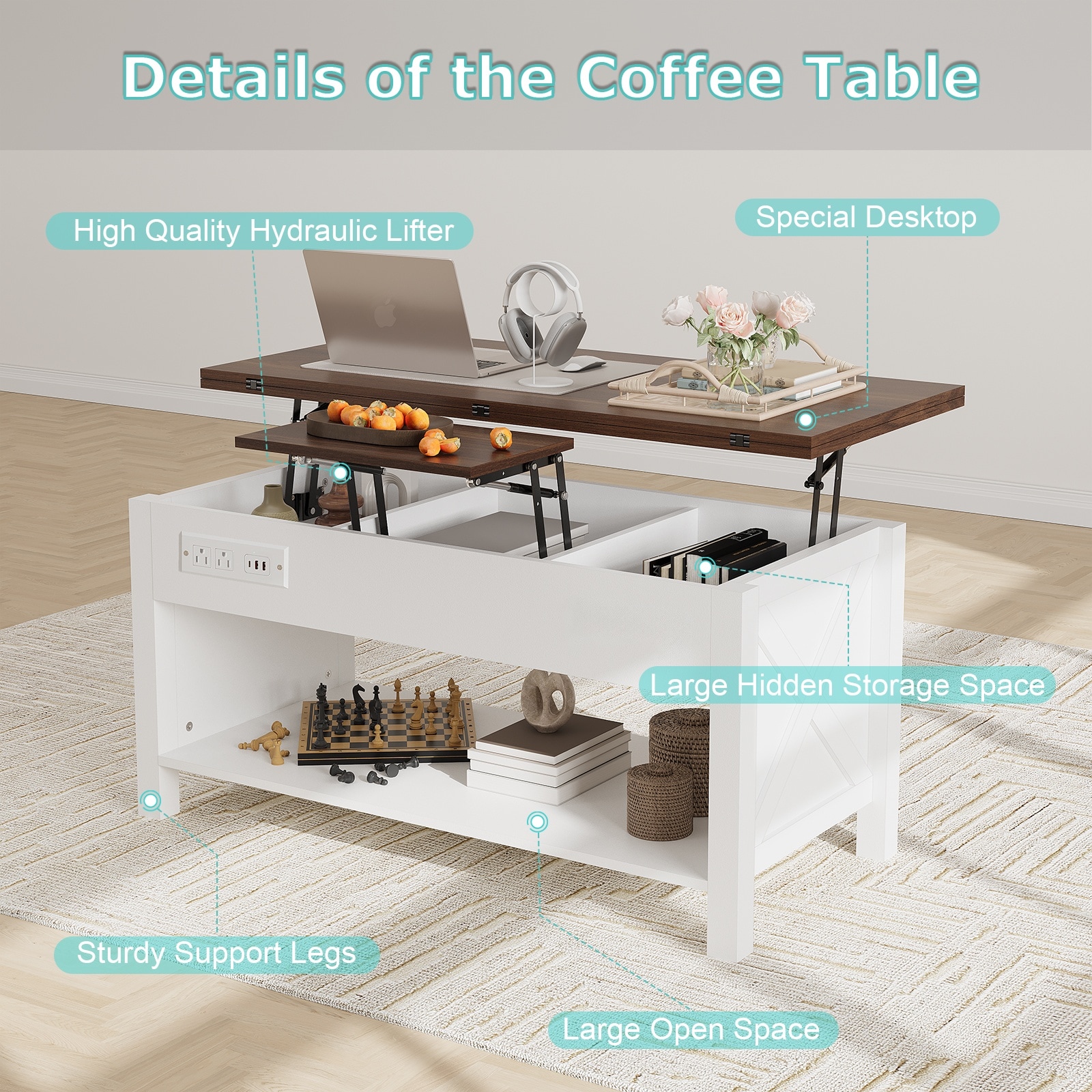 Pocassy GREATANTS-SNBS021WT Coffee-Tables - View #15