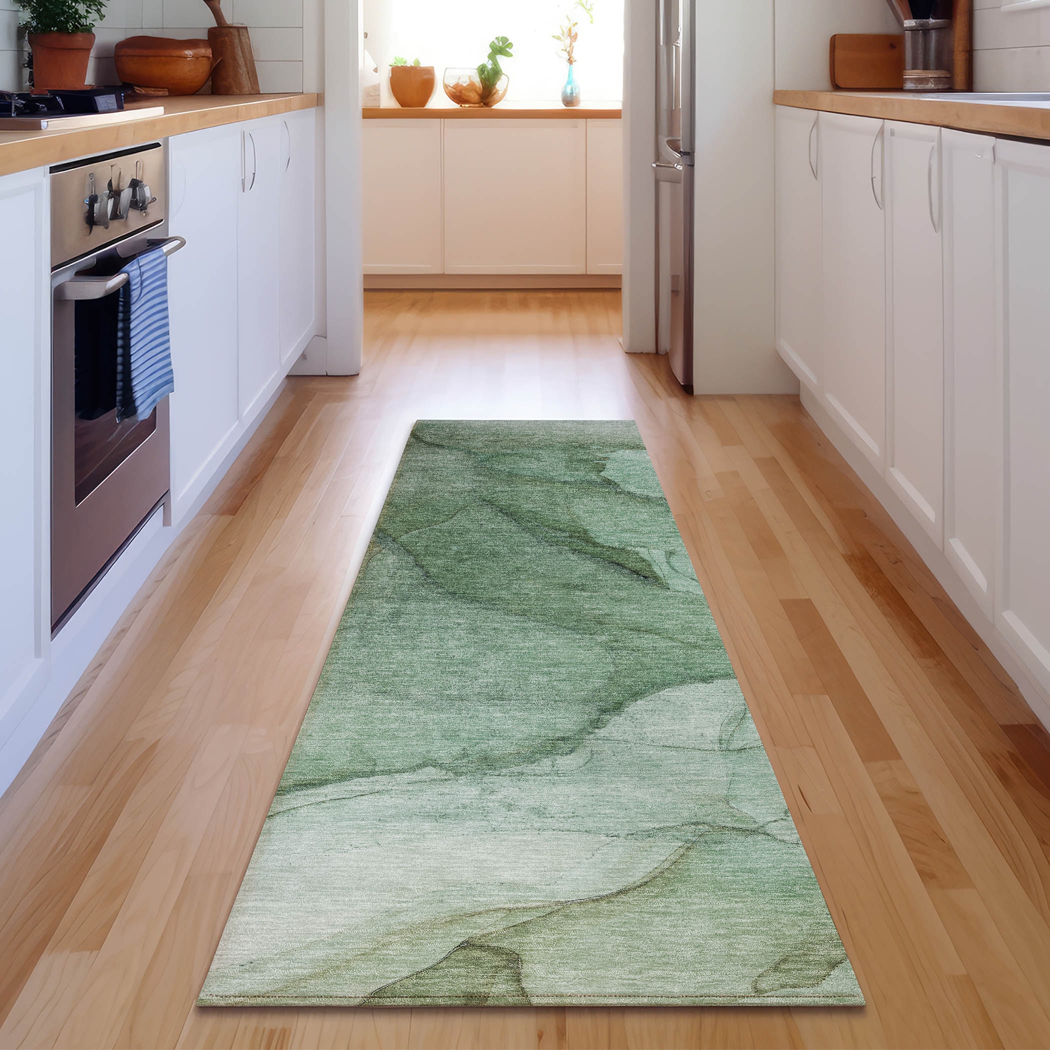 Addison Rugs AMF607GE2X8 Mayfield AMF607GE 2 x 7 (ft) Loomed Polyester Green Rectangular Indoor Geometric Machine washable Area rug