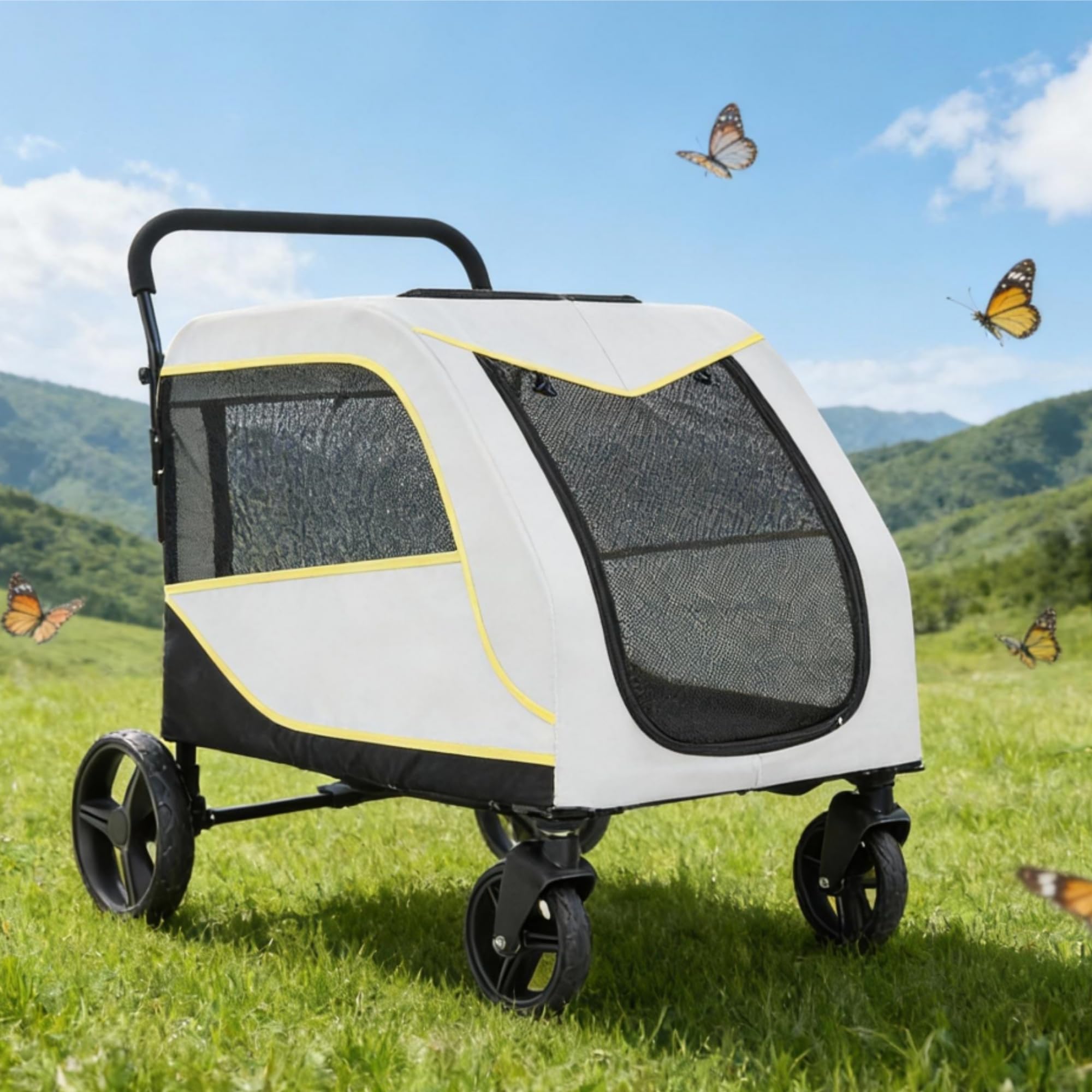 Aoile Large Dog Cart Heavy Duty All-Terrain 4-Wheel Pet Stroller