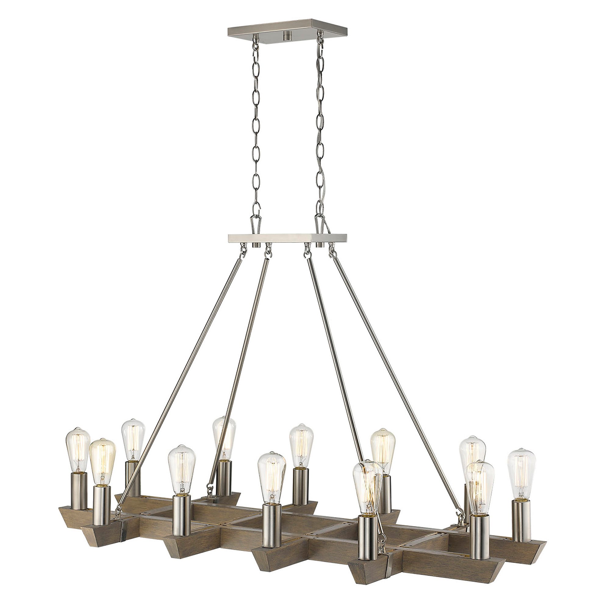 Acclaim Lighting IN11061SN Finnick 12 -Light Satin Nickel Transitional Wood For Use in Dining Rooms, Kitchens, Living Rooms Chandelier