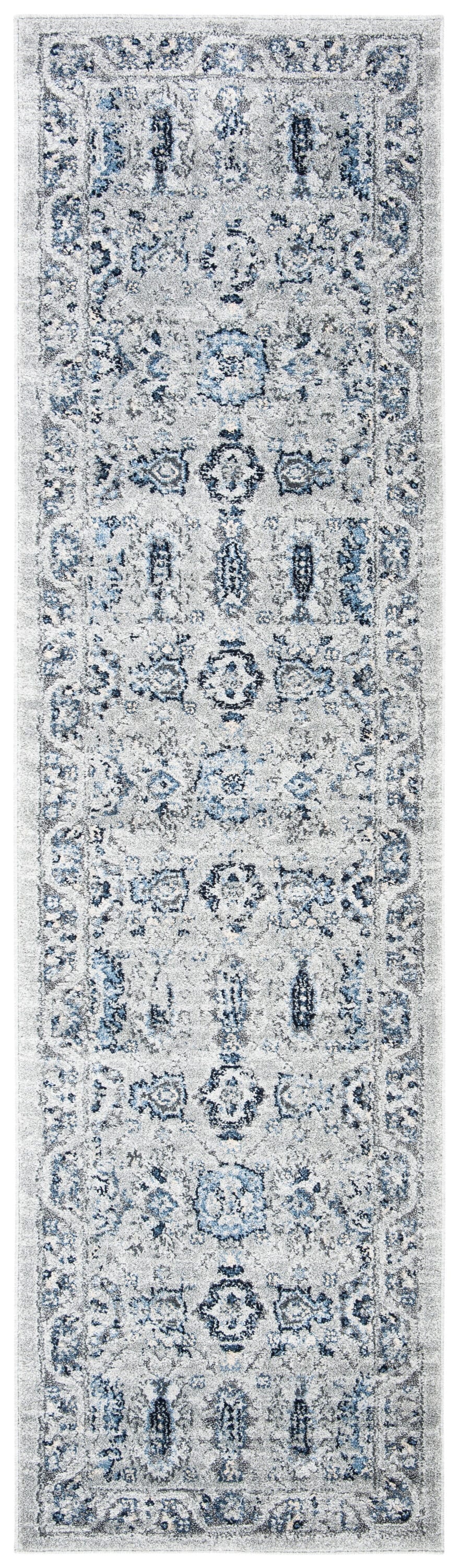 Safavieh Madison Nasiri 2 x 8 Light Gray/Blue Indoor Floral/Botanical Vintage Runner