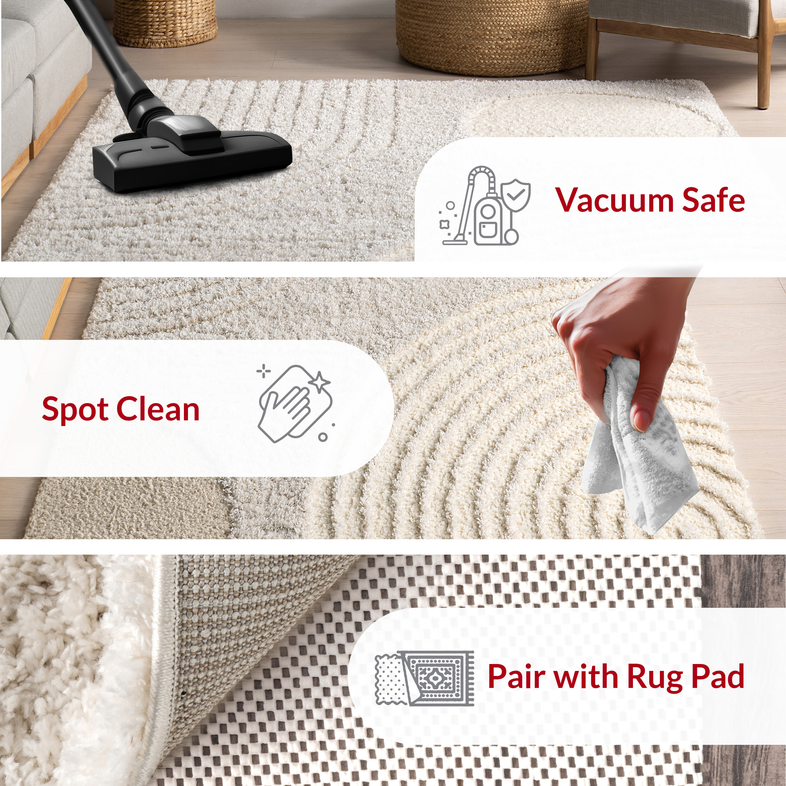 Gloria Beige Abstract Shag 4x6 Synthetic Area Rug