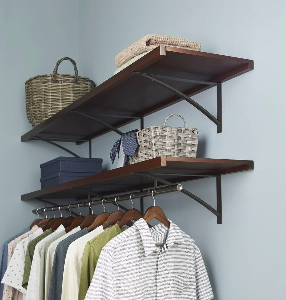 allen + roth Hartford 72-in W x 16-in D Java Solid Shelving Wood Closet  Shelf (1 Shelf) in the Wood Closet Shelves department at