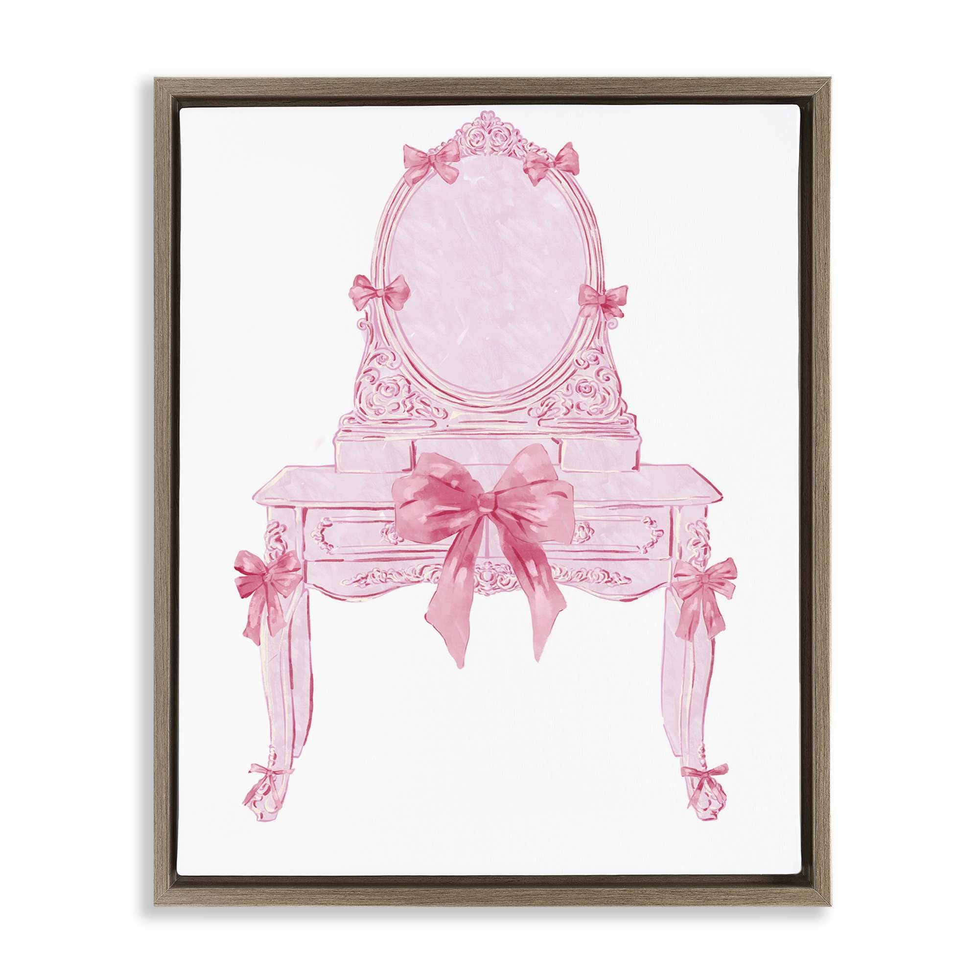 Stupell Industries BT-182-FFE-24X30 Lovely Pink Vanity with Bows Floating Frame design by Ziwei Li