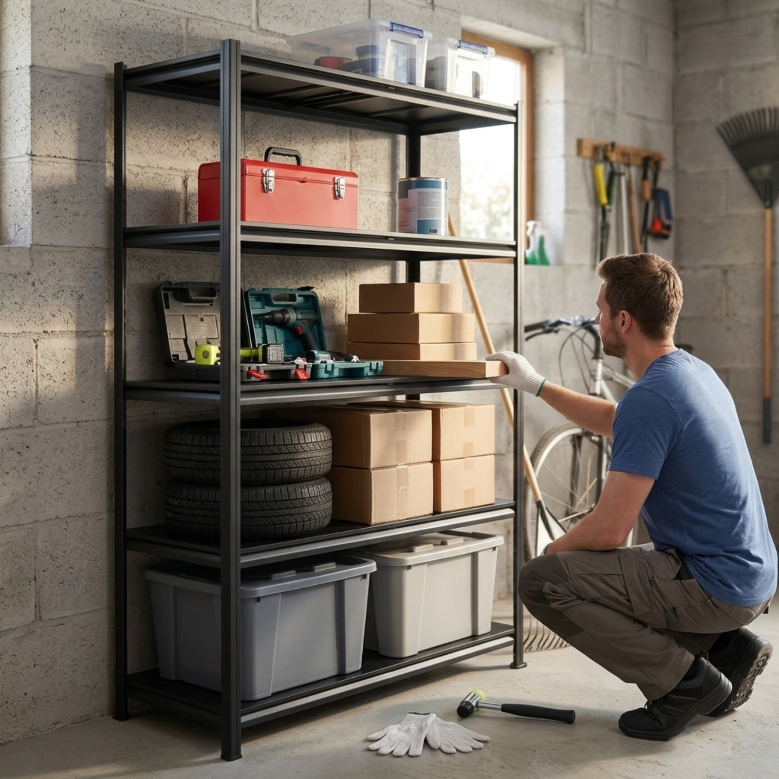 GIVIMO SPCC Carbon Steel Heavy Duty 5-Tier Adjustable Freestanding Storage Shelving Unit Metal Utility Rack Shelf (48.43-in W x 18.31-in D x 71.38-in H) (500-lb Per Shelf)