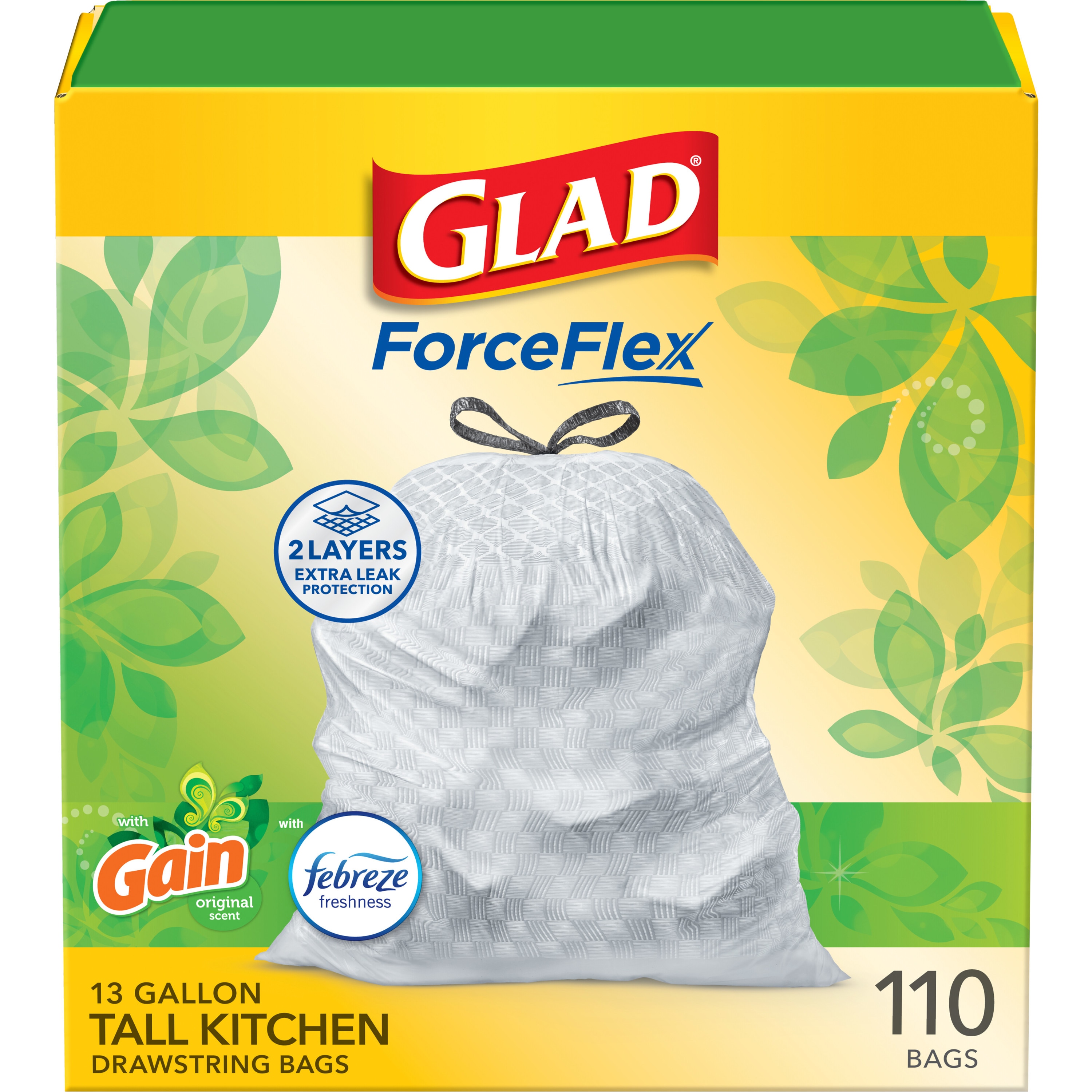 Glad OdorShield 13-Gallon Gain Original Gray Indoor/Outdoor Plastic Kitchen Drawstring Trash Bag