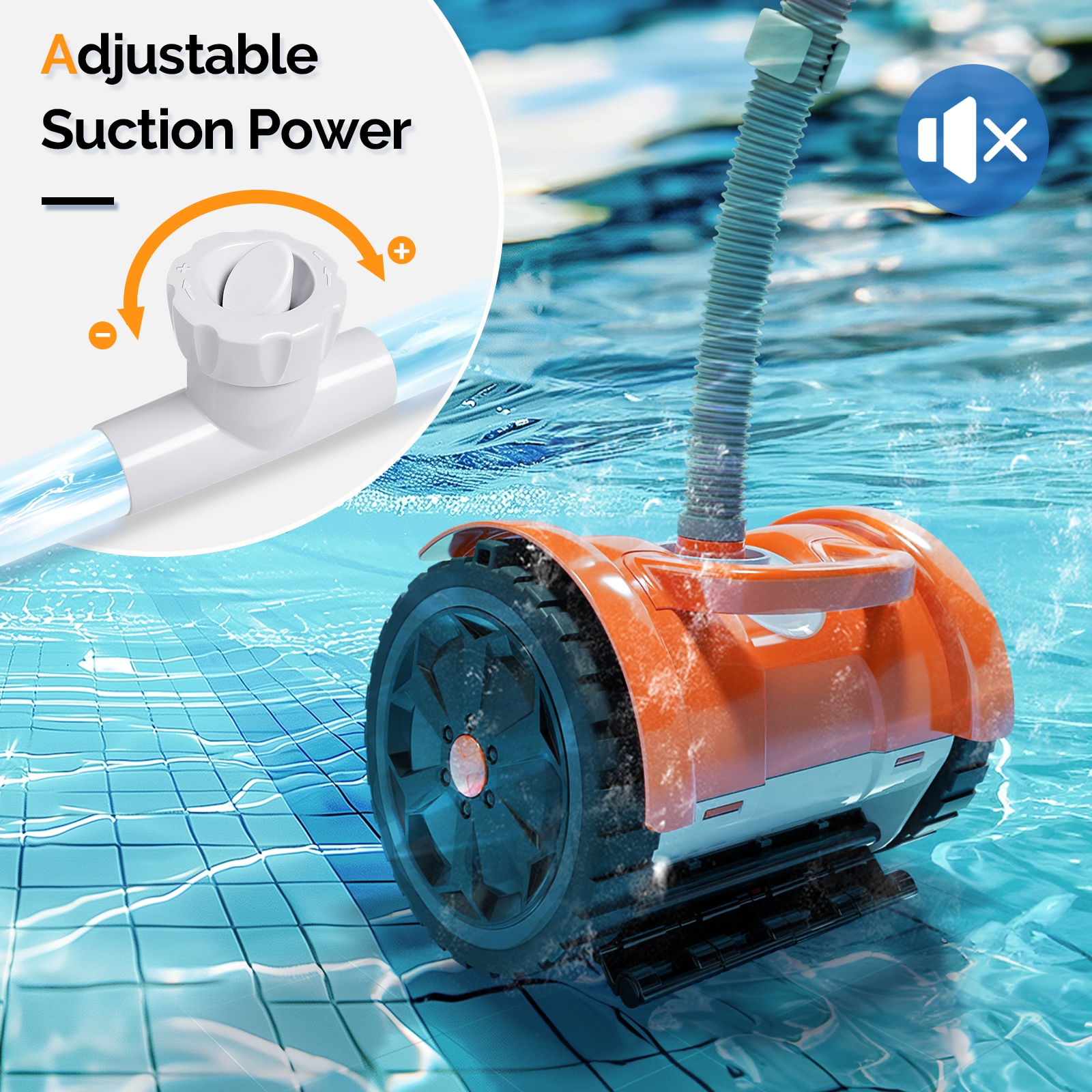 VINGLI Automatic Suction Side Pool Cleaner for Inground Pools 40ft