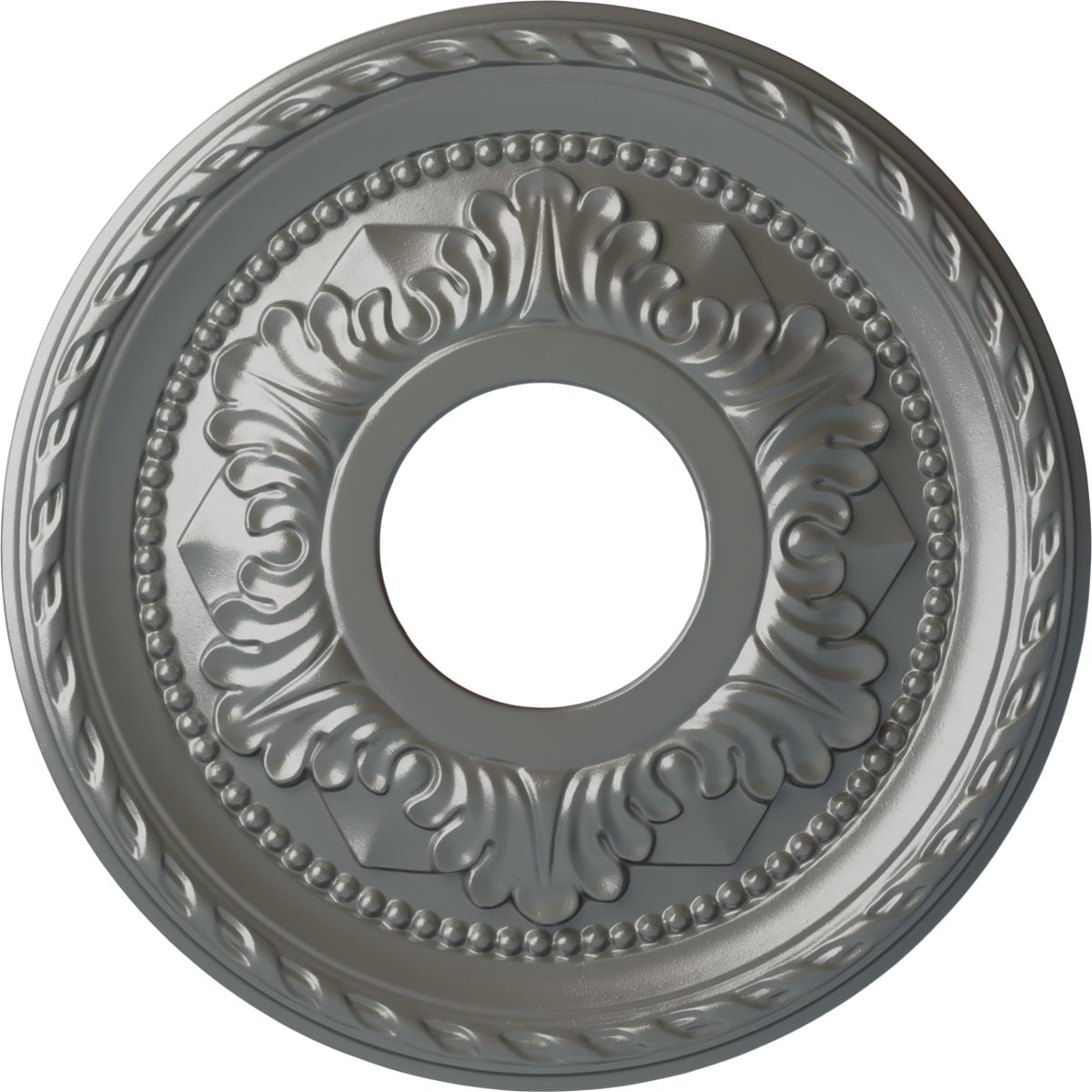 Ekena Millwork CM12PMSLS Palmetto 12.125-in W x 12.125-in L Painted Silver Polyurethane Whole Ceiling Medallion