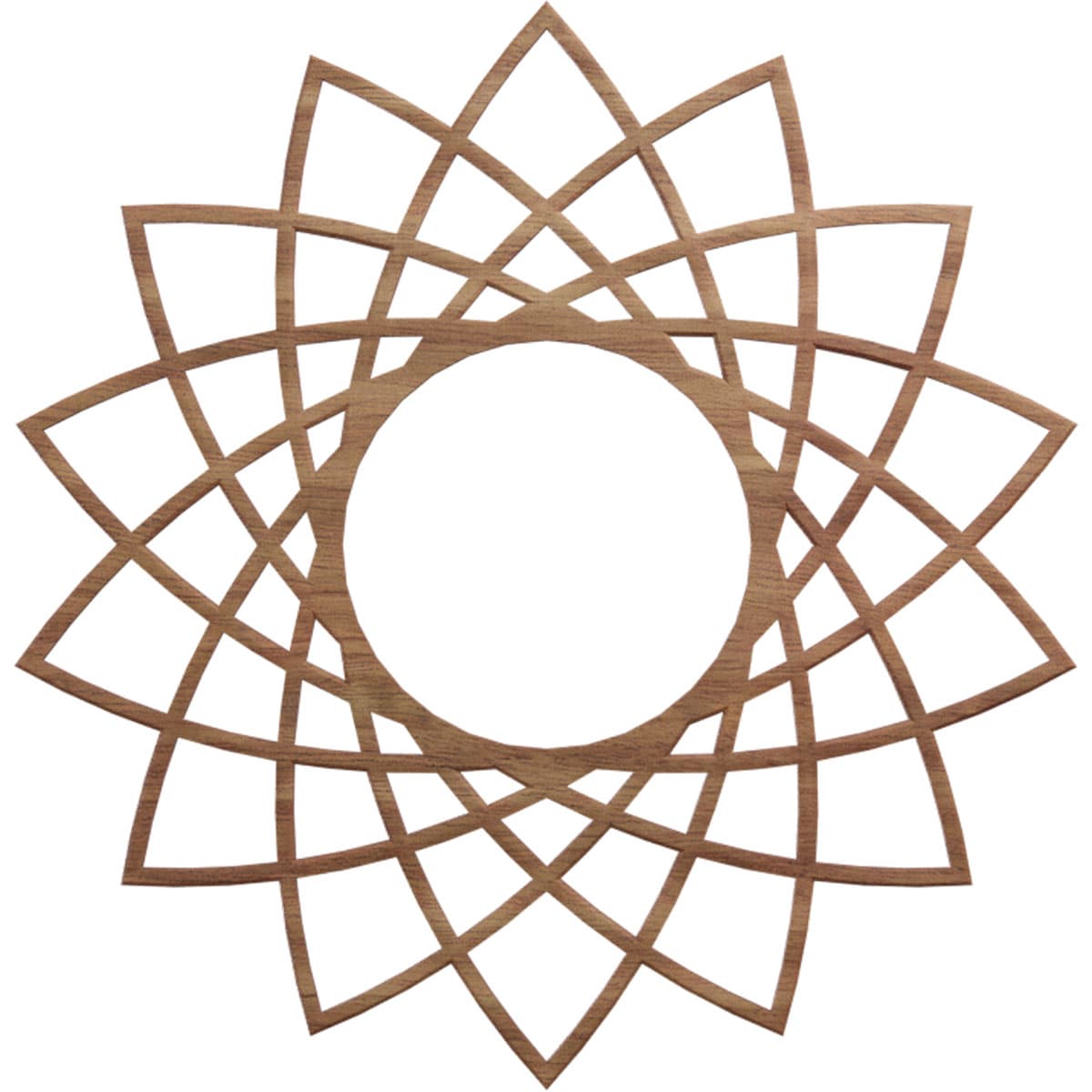 Ekena Millwork CMWP20X20X0250EAWA Eleanor Fretwork Pierced 20-in W x 20-in L Contemporary Walnut Wood Whole Ceiling Medallion